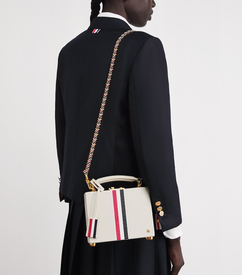 Thom Browne Grained Leather Attaché Top-Handle Bag Khaki Image 4