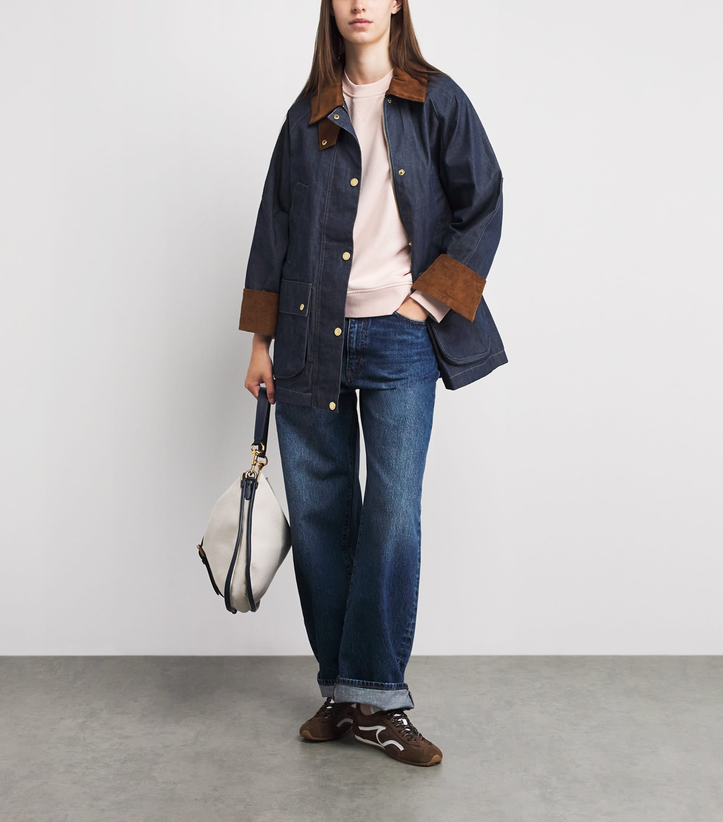 Barbour Womens Cotton Crew-Neck Sweatshirt Pink Image 2