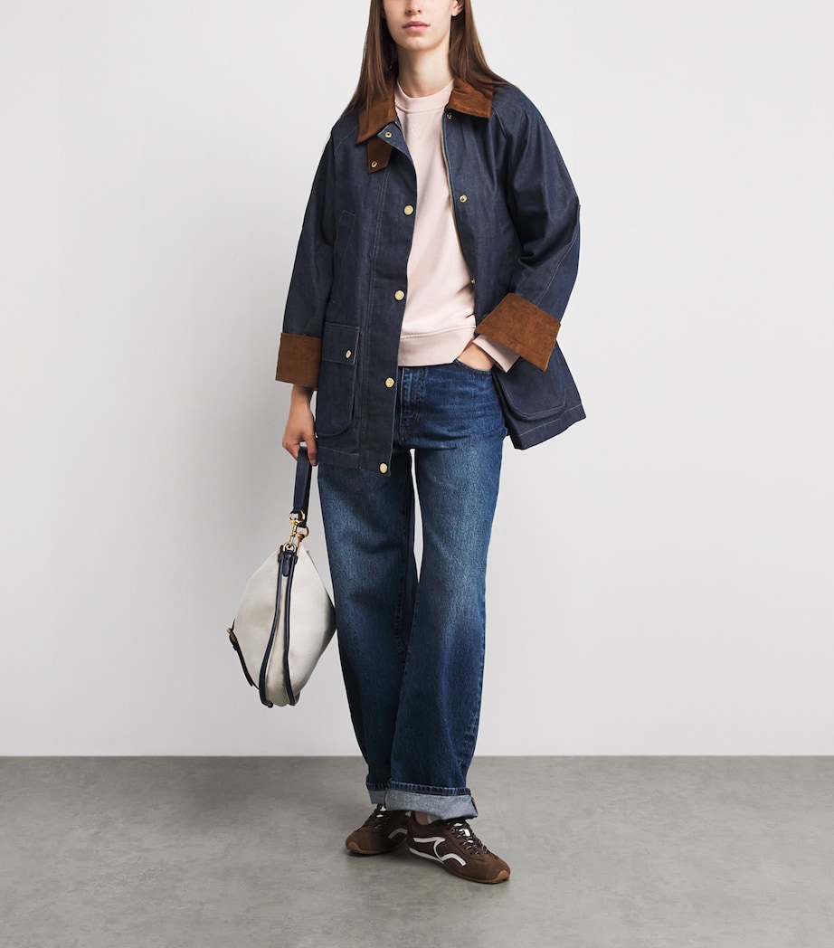 Barbour Womens Cotton Crew-Neck Sweatshirt Pink Image 2