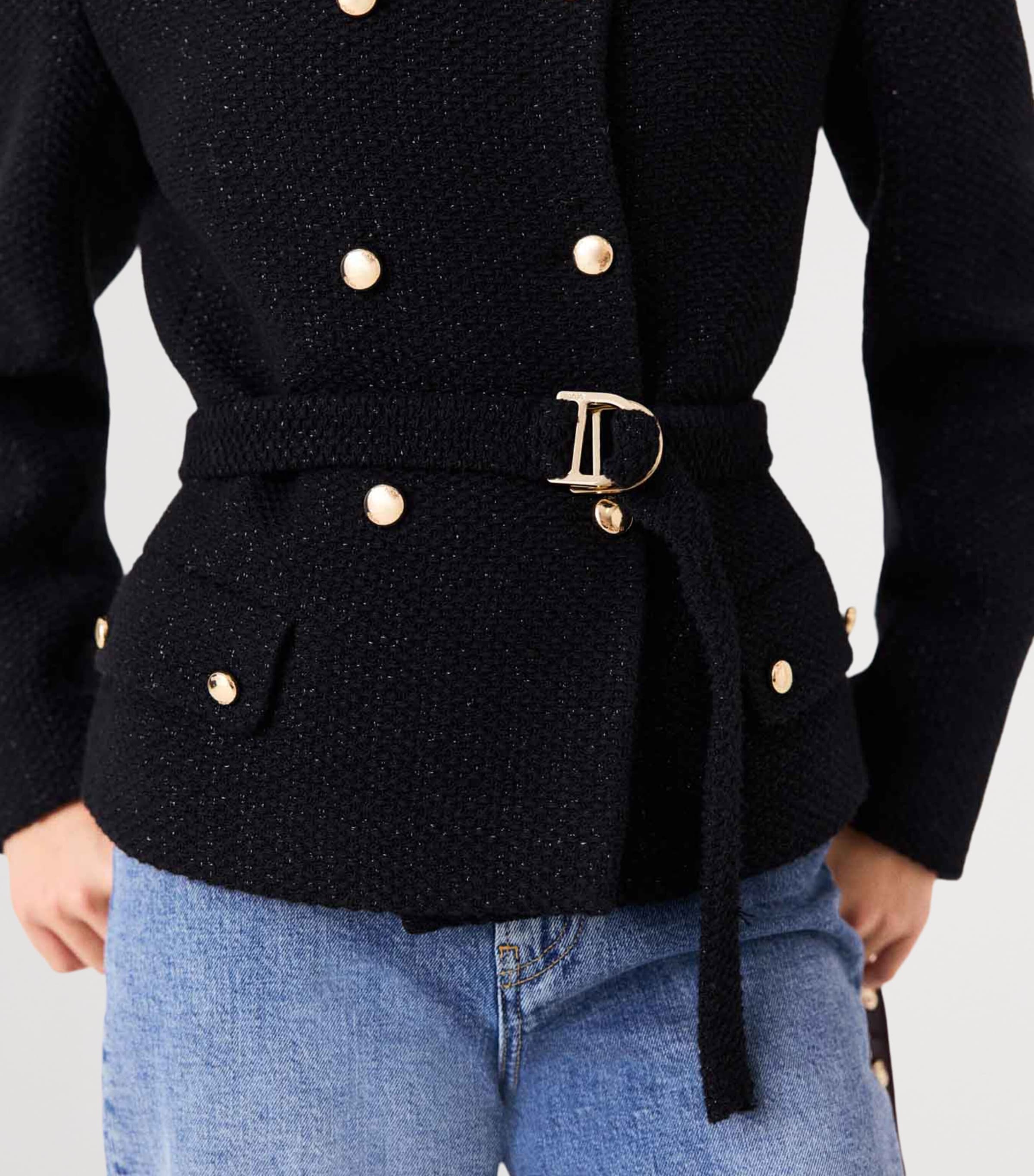 Maje Womens Belted Double-Breasted Jacket Black Image 7