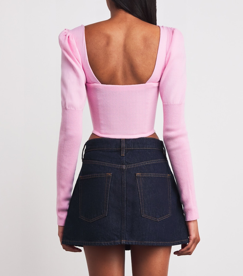 Cotton-Cashmere Bea Cropped Cardigan G401 PINK Image 4