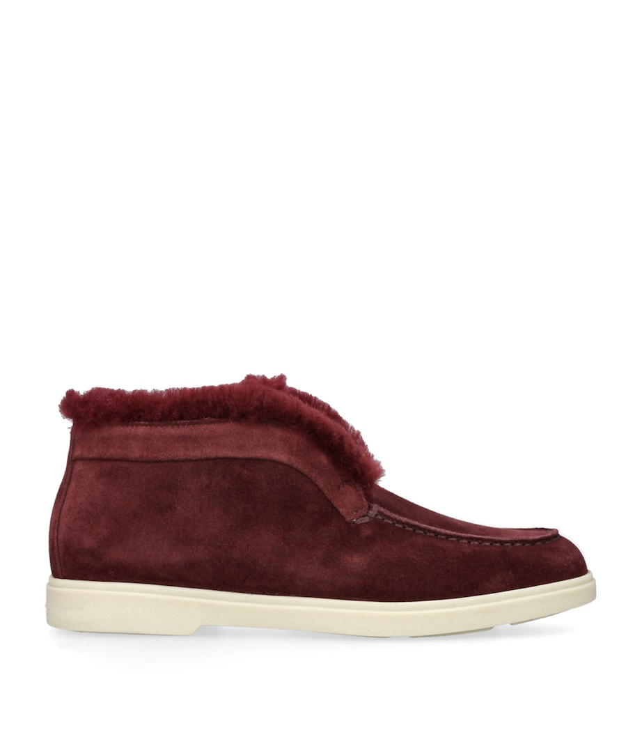 Suede Fur-Trim Fortune Ankle Boots WINE Image 1