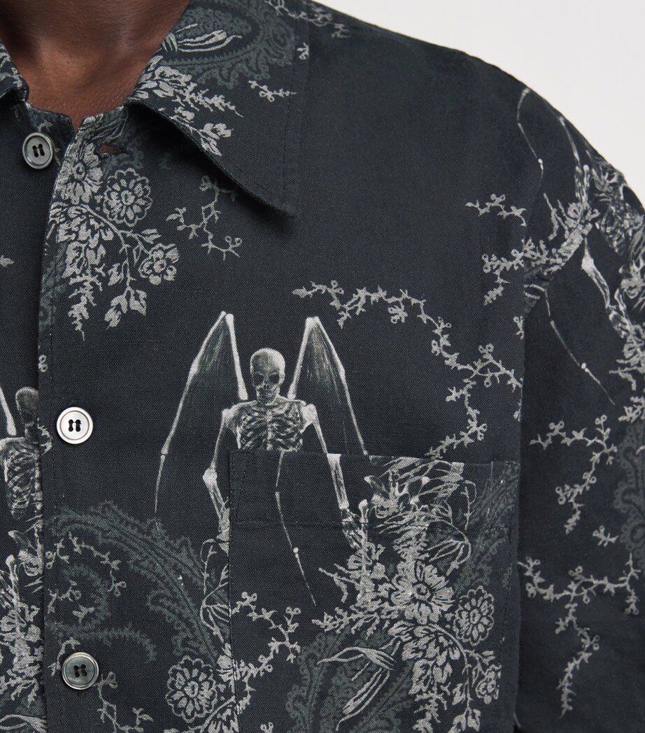 Our Legacy Mens Cotton-Linen Every Short-Sleeve Shirt Death Paisley Print Image 5