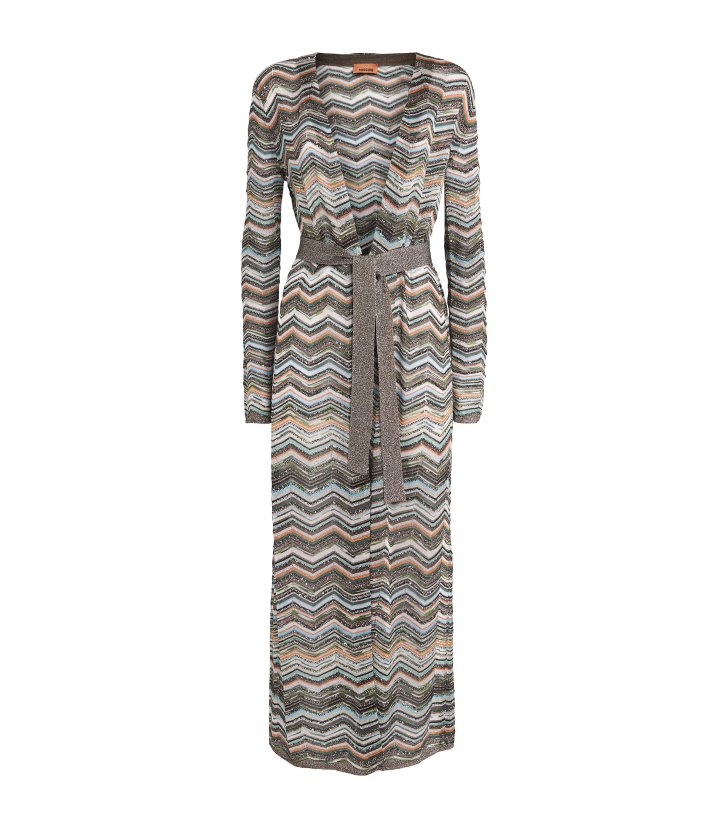 Missoni Womens Zigzag Metallic Longline Cardigan Smspo Mltclr W Bk,bn Image 1