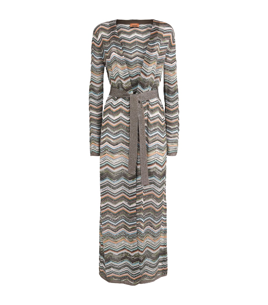 Missoni Womens Zigzag Metallic Longline Cardigan Smspo Mltclr W Bk,bn Image 1