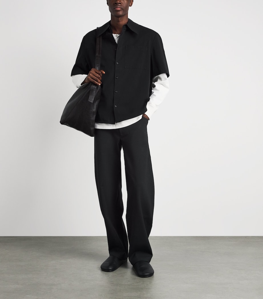 Séfr Mens Barrel-Leg Oktai Trousers Sturdy Black Twill Image 2