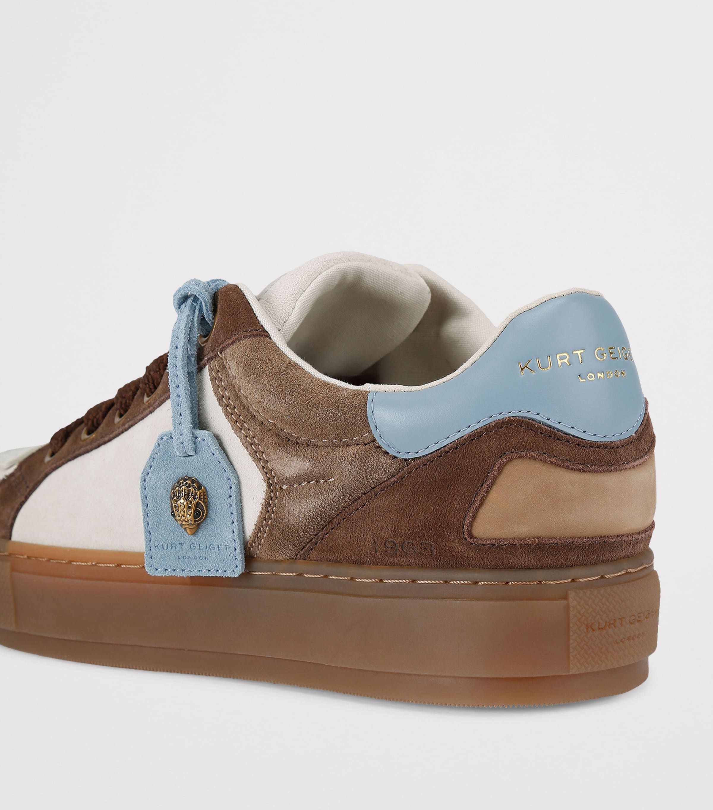 Kurt Geiger London Mens Suede Southbank Tag Sneakers Dk.brn Com Image 4