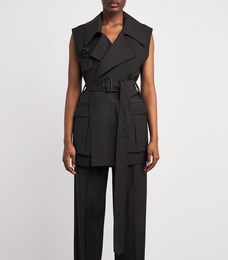 Sleeveless Belted Corinthian Jacket DBLK BLACK Image 3