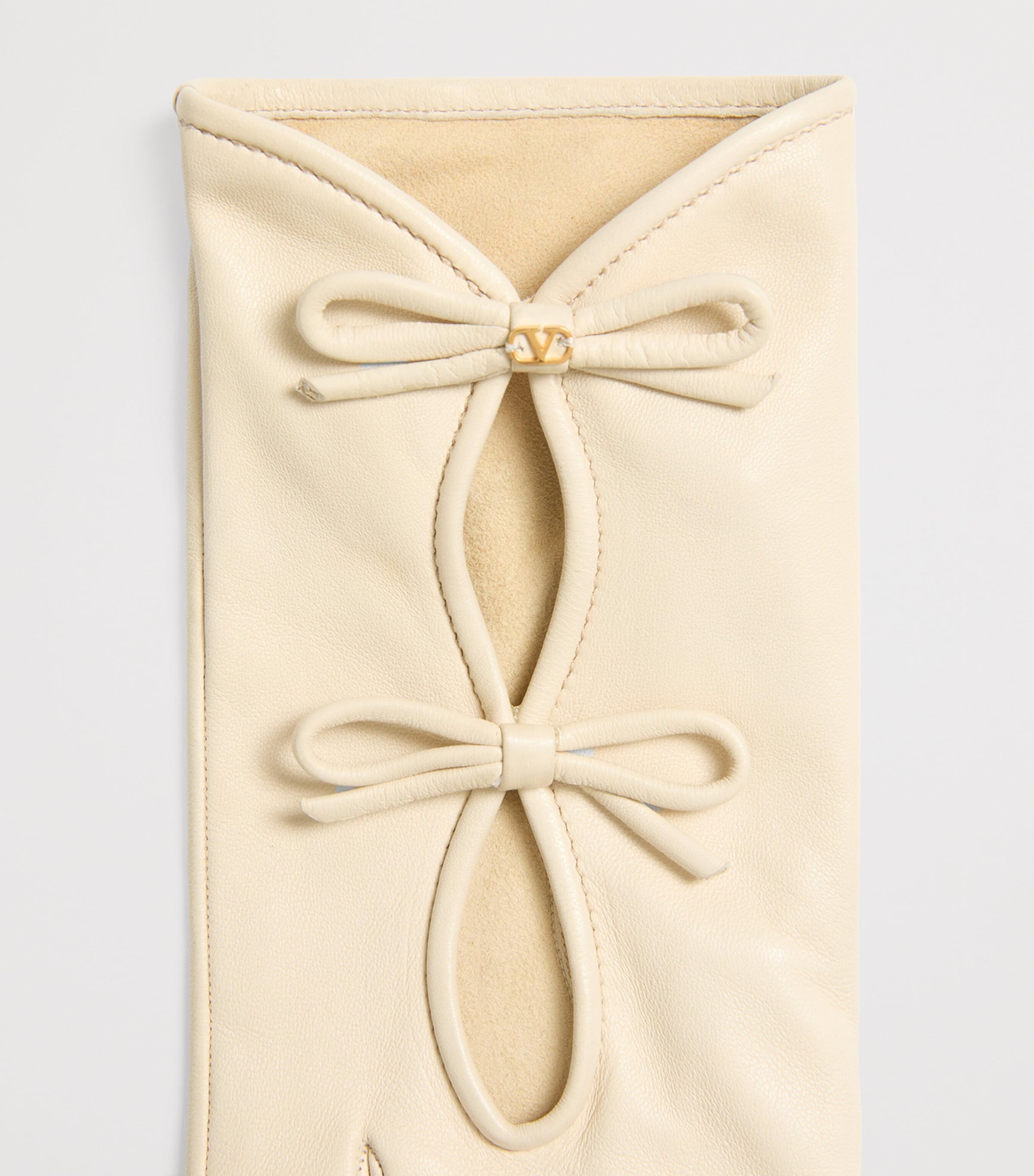 Valentino Garavani Leather VLogo Signature Gloves Cbr Image 4