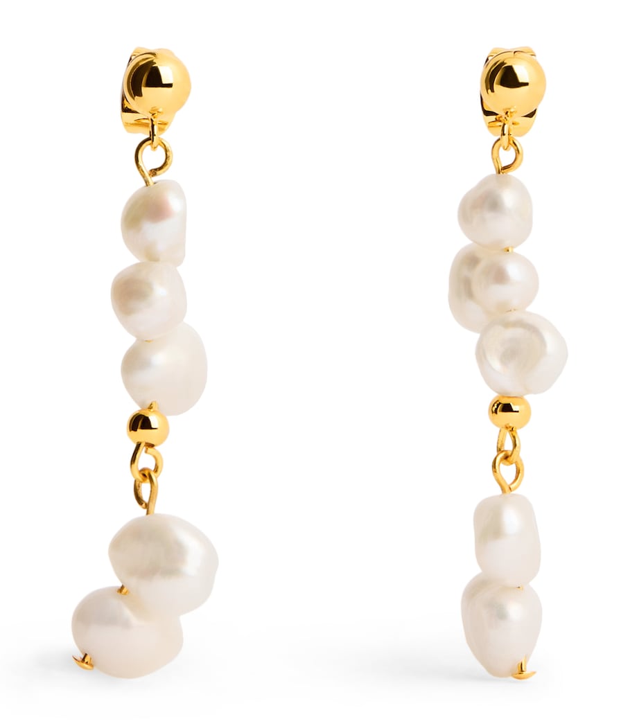 Gold-Plated Pearly Drop Earrings PEARL Image 1