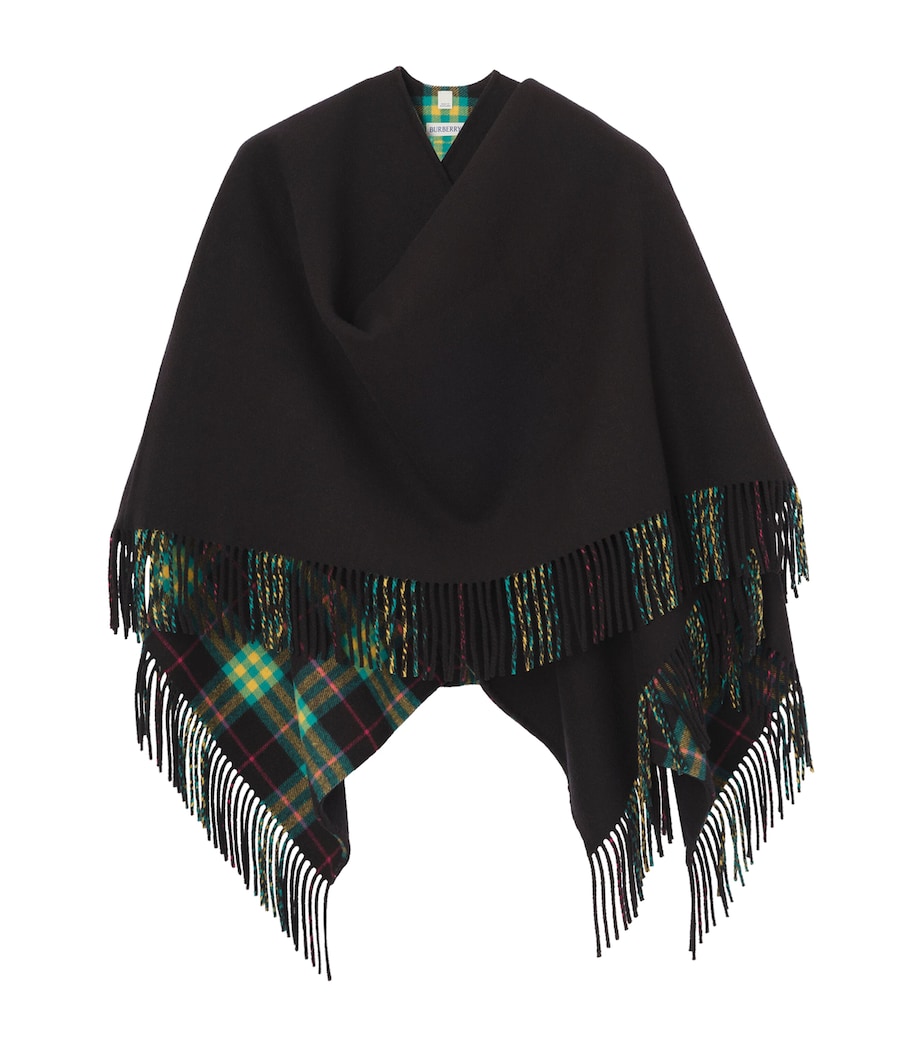 Burberry Wool Fringe Blanket Cape Green Image 1