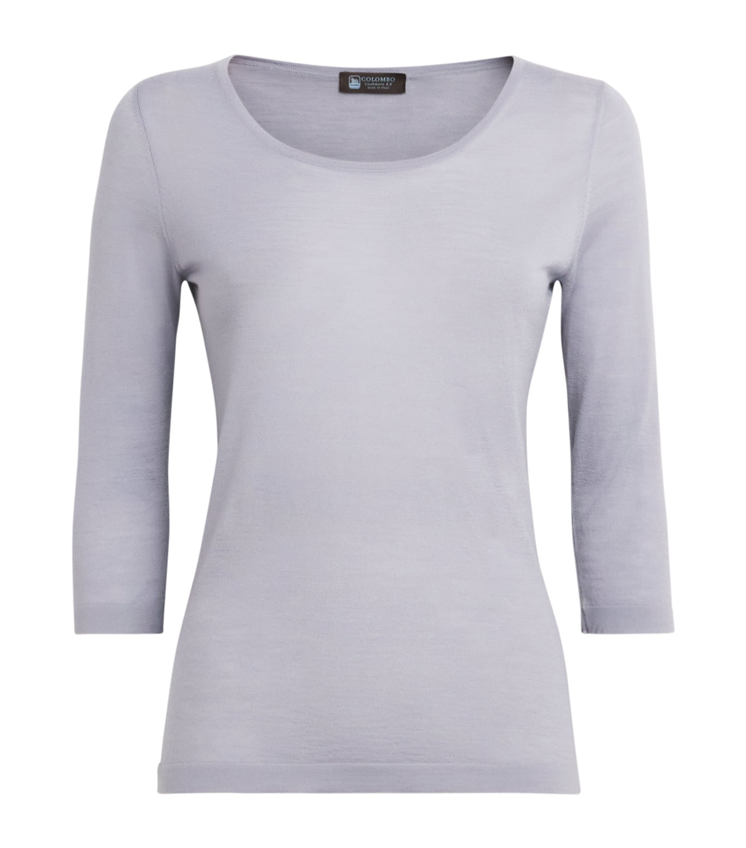 Colombo Womens Wool Cropped-Sleeve Sweater Light Blue Image 1