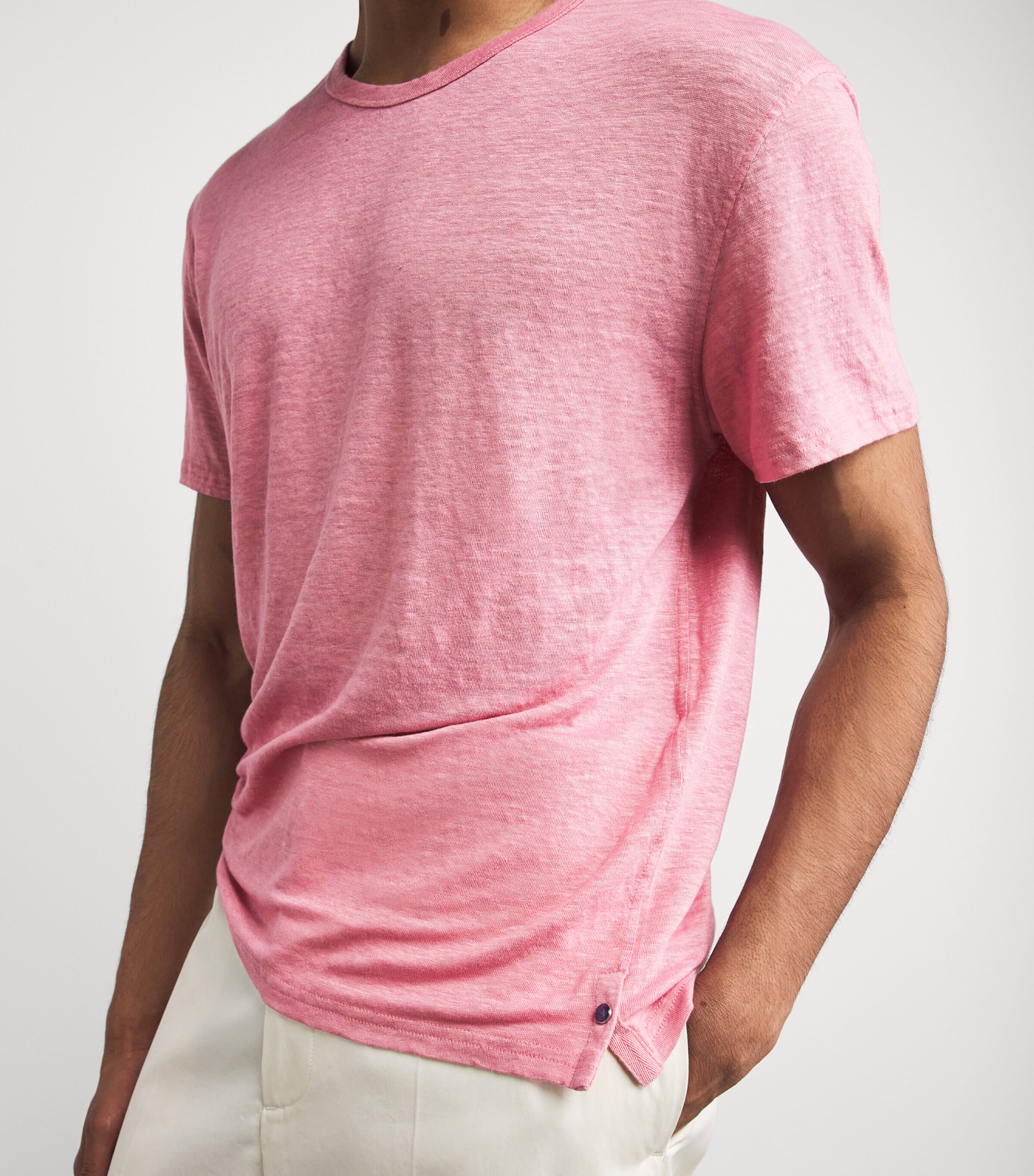 God's True Cashmere Mens Linen Signature T-Shirt Amethyst Image 3