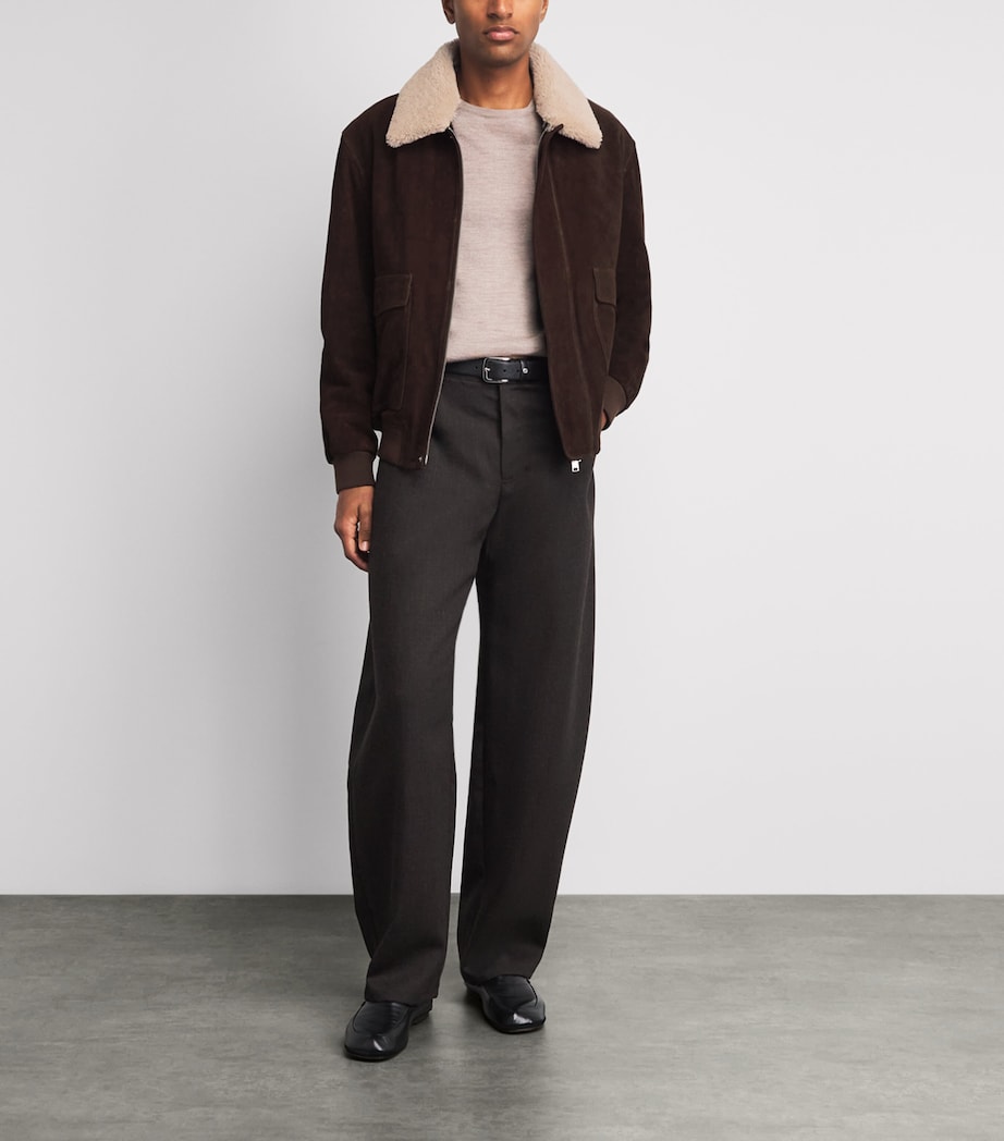 Arma Mens Suede Bari Jacket Charcoal Brown Image 2