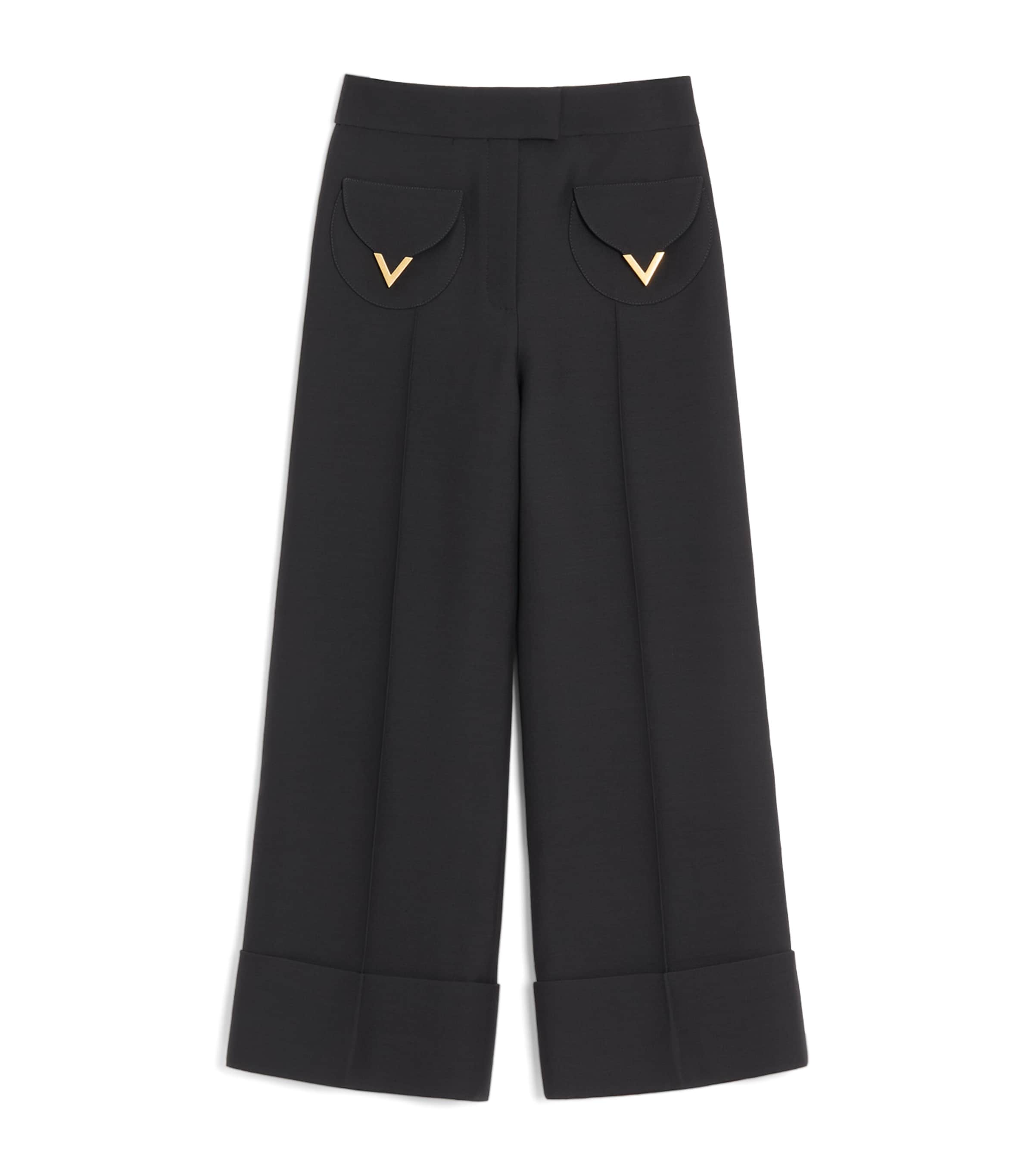 Valentino Womens Silk Wide-Leg Trousers Image 1
