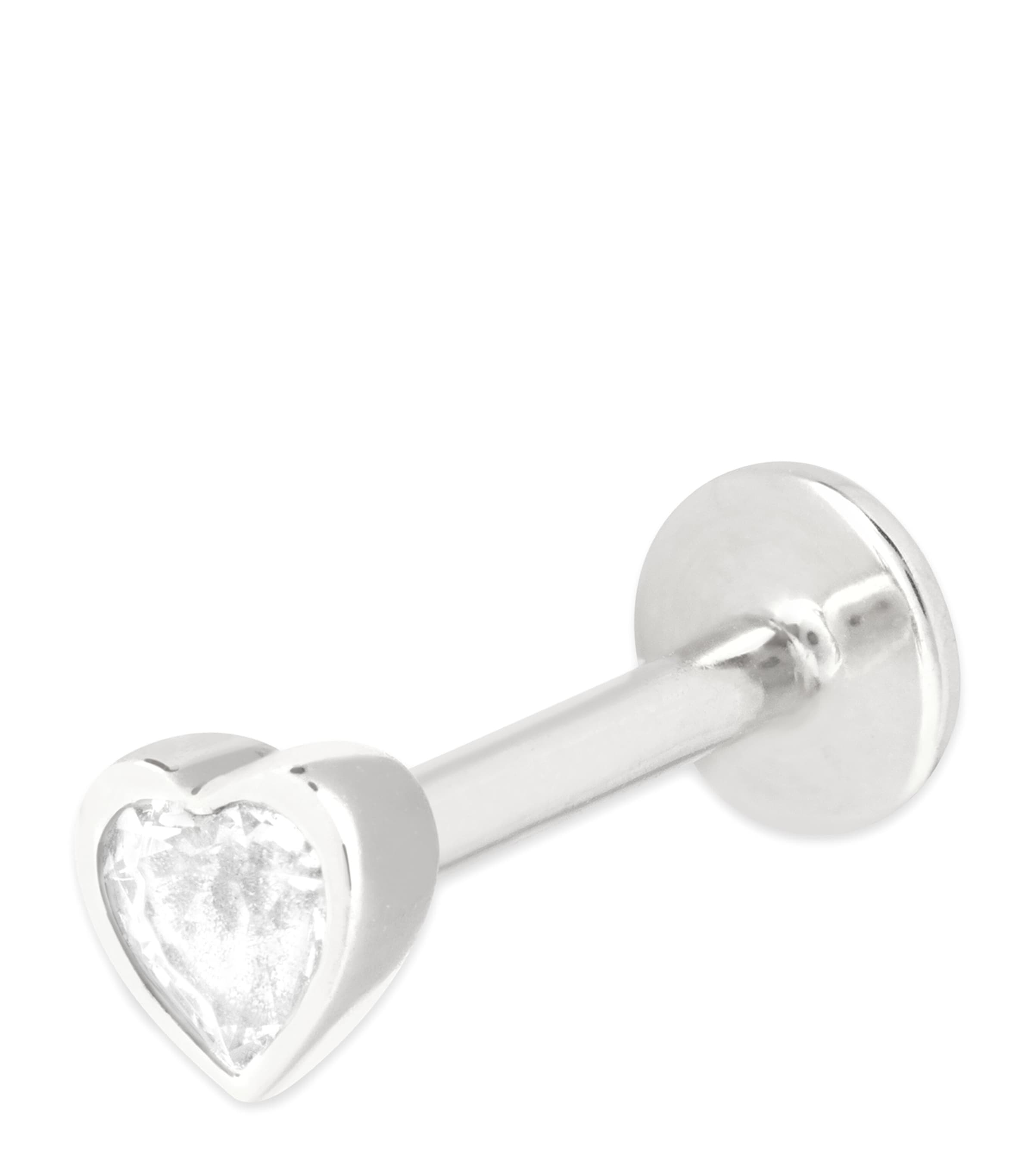 Astrid & Miyu White Gold And Topaz Single Stud Heart Earring In Silver