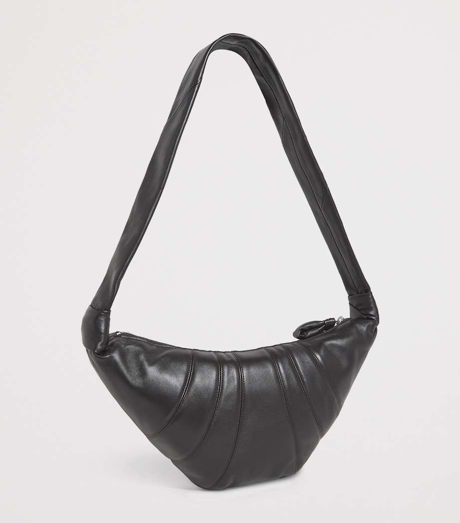 Medium Grained Leather Croissant Shoulder Bag DARK CHOCOLATE BR490 Image 3