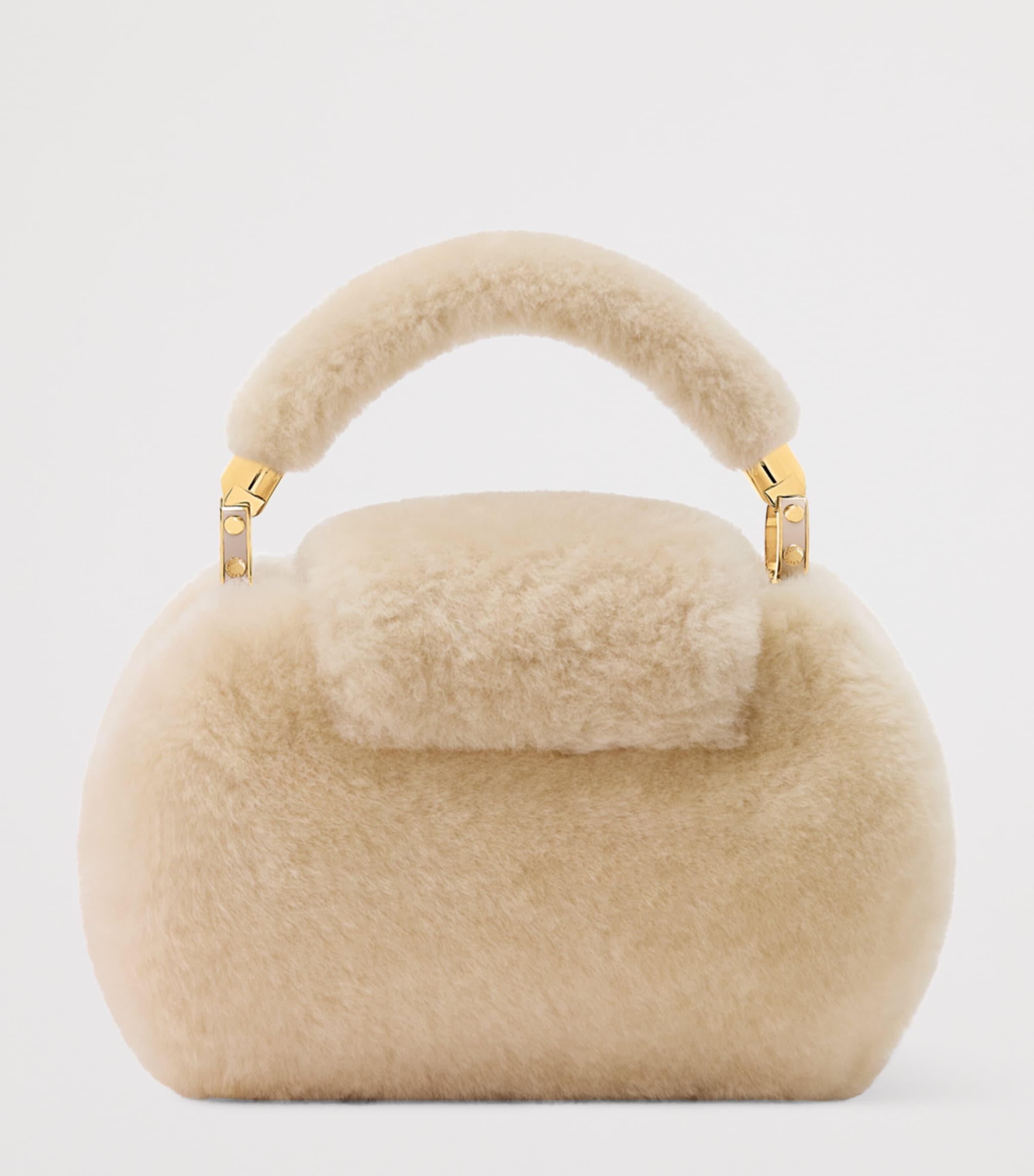 Shearling Capusnow Top-Handle Bag CRÈME BEIGE Image 3