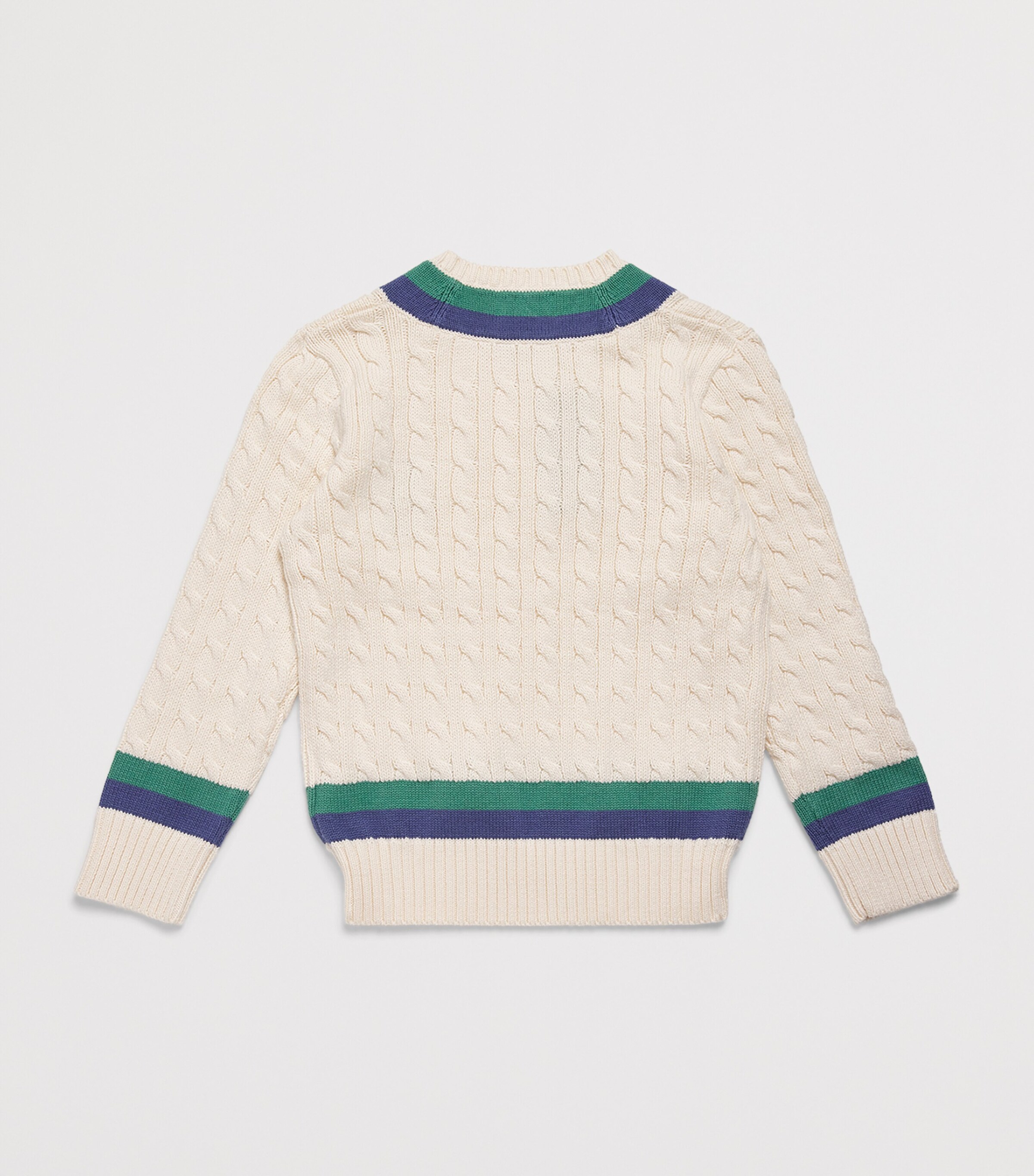 Cotton Cable-Knit Sweater (6-14 Years) CRM/BLUE/FRWY GREEN Image 2
