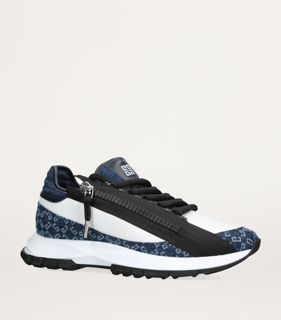Leather-Denim Monogram Spectre Sneakers WHITE/NAVY Image 3
