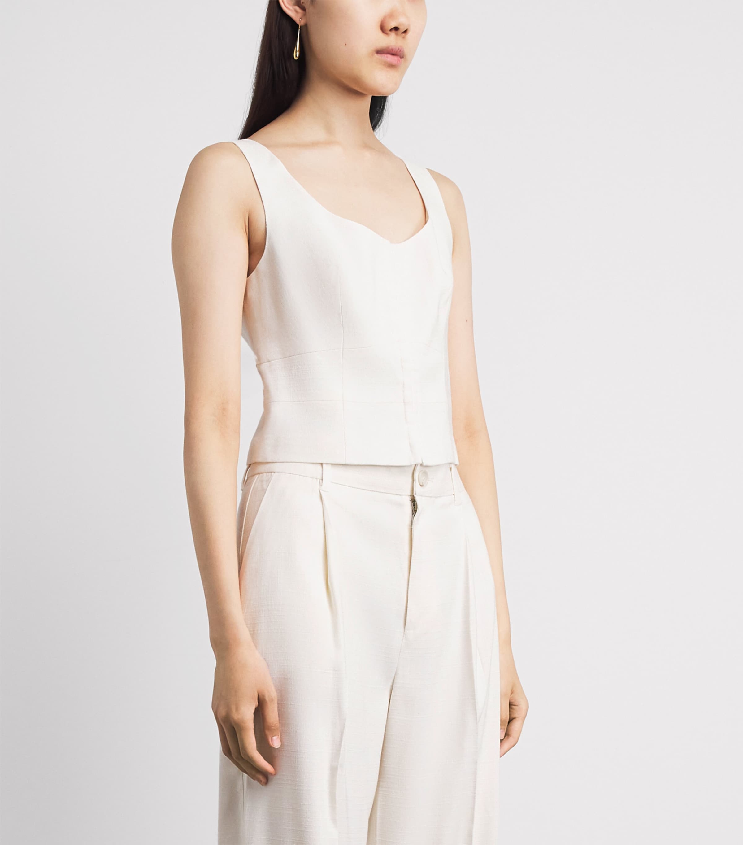 PAIGE Womens Sleeveless Carra Crop Top Bone Image 4