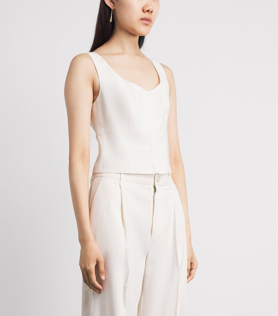 PAIGE Womens Sleeveless Carra Crop Top Bone Image 4
