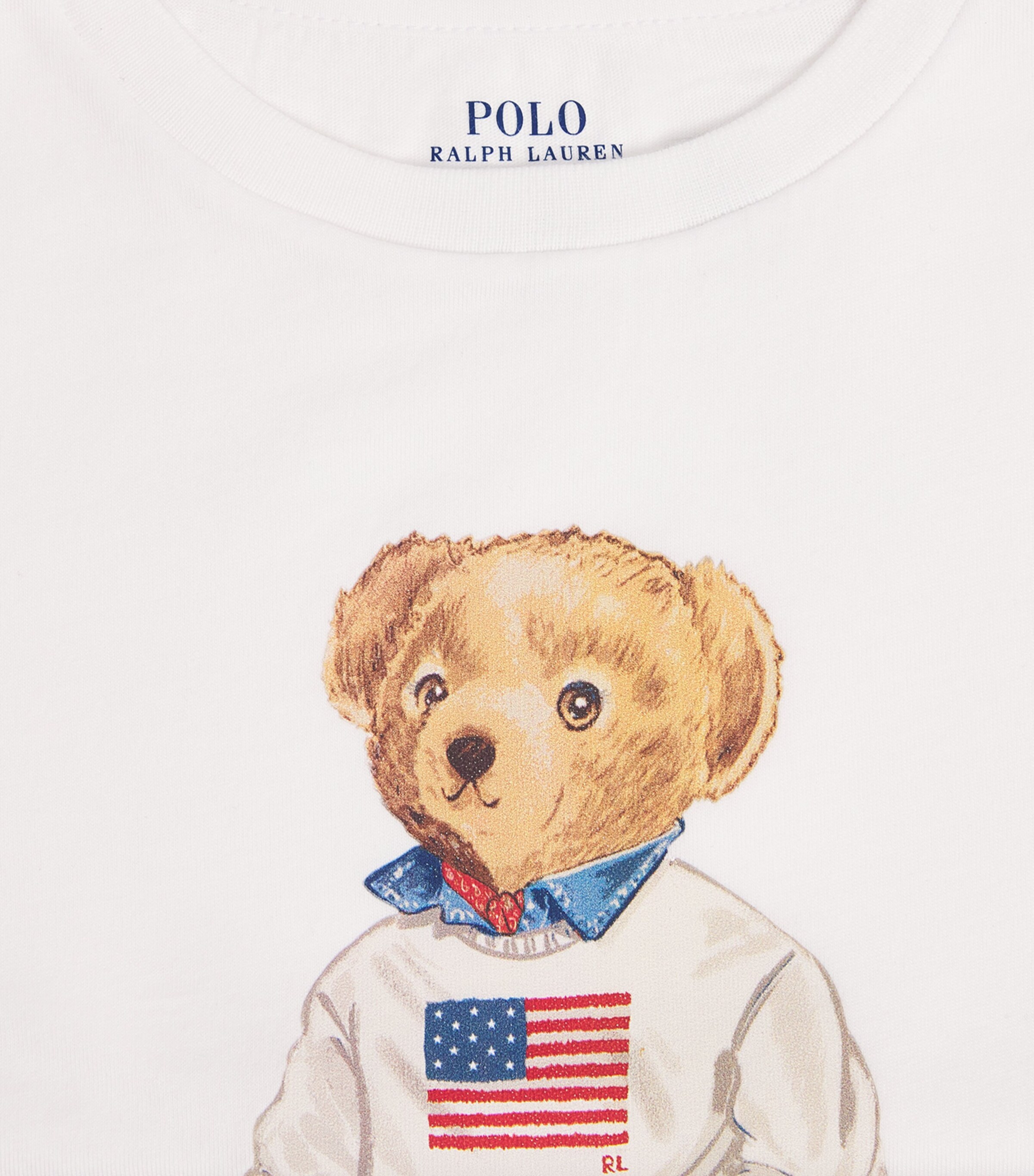 Cotton Polo Bear T-Shirt (7-14 Years) WHITE Image 3