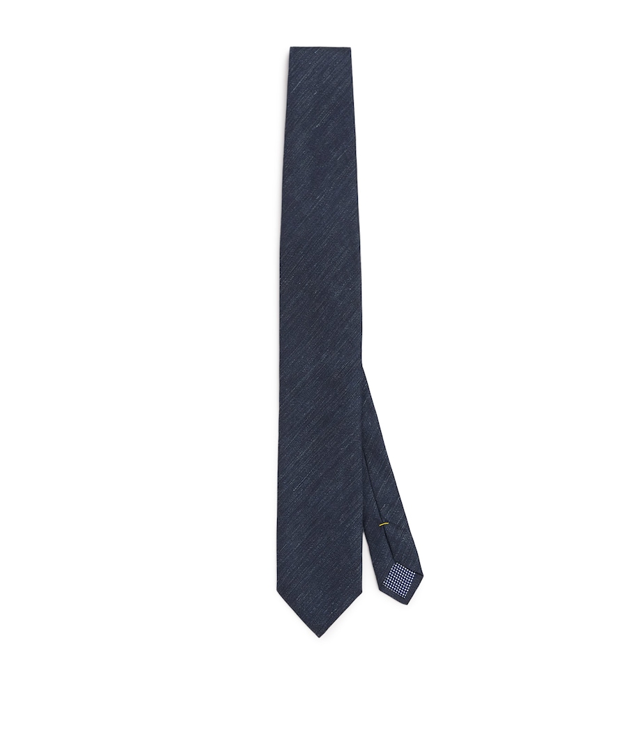 Linen-Silk Tie NAVY BLUE Image 1