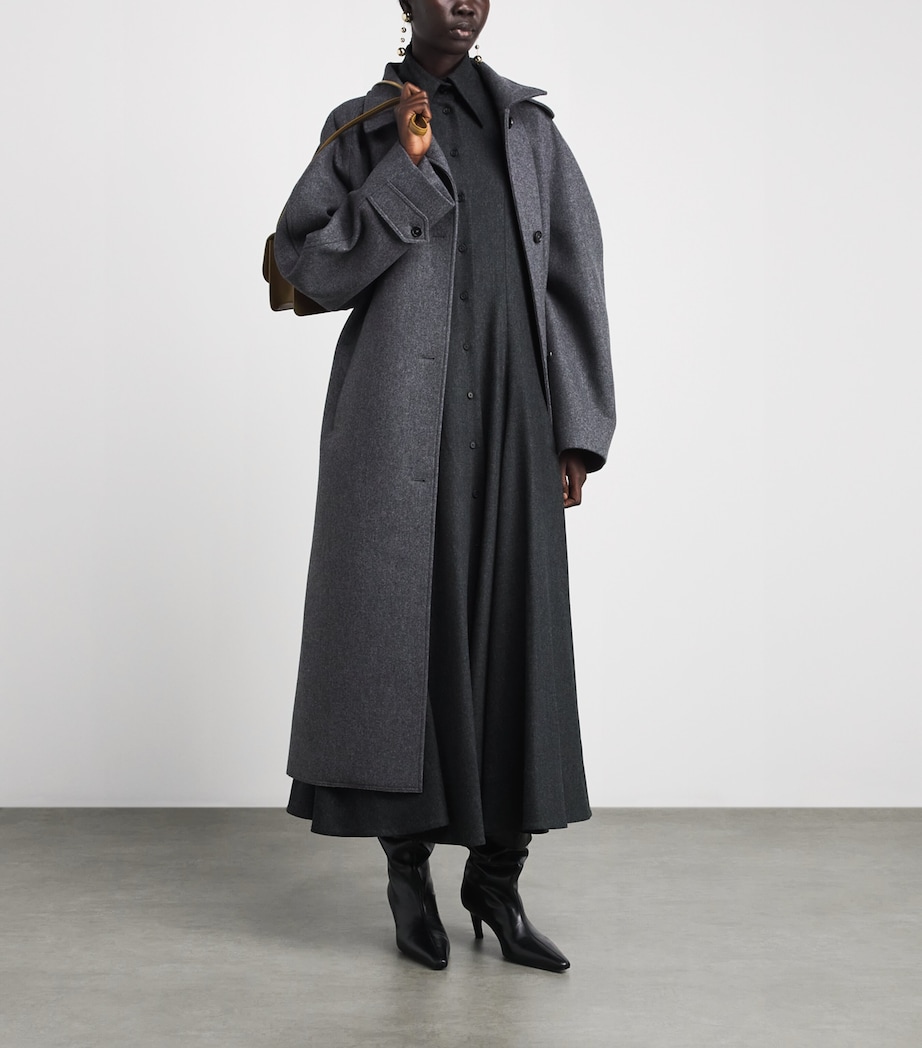 Khaite Womens Virgin Wool-Cashmere Blend Ricky Shirt Dress Charcoal Image 2