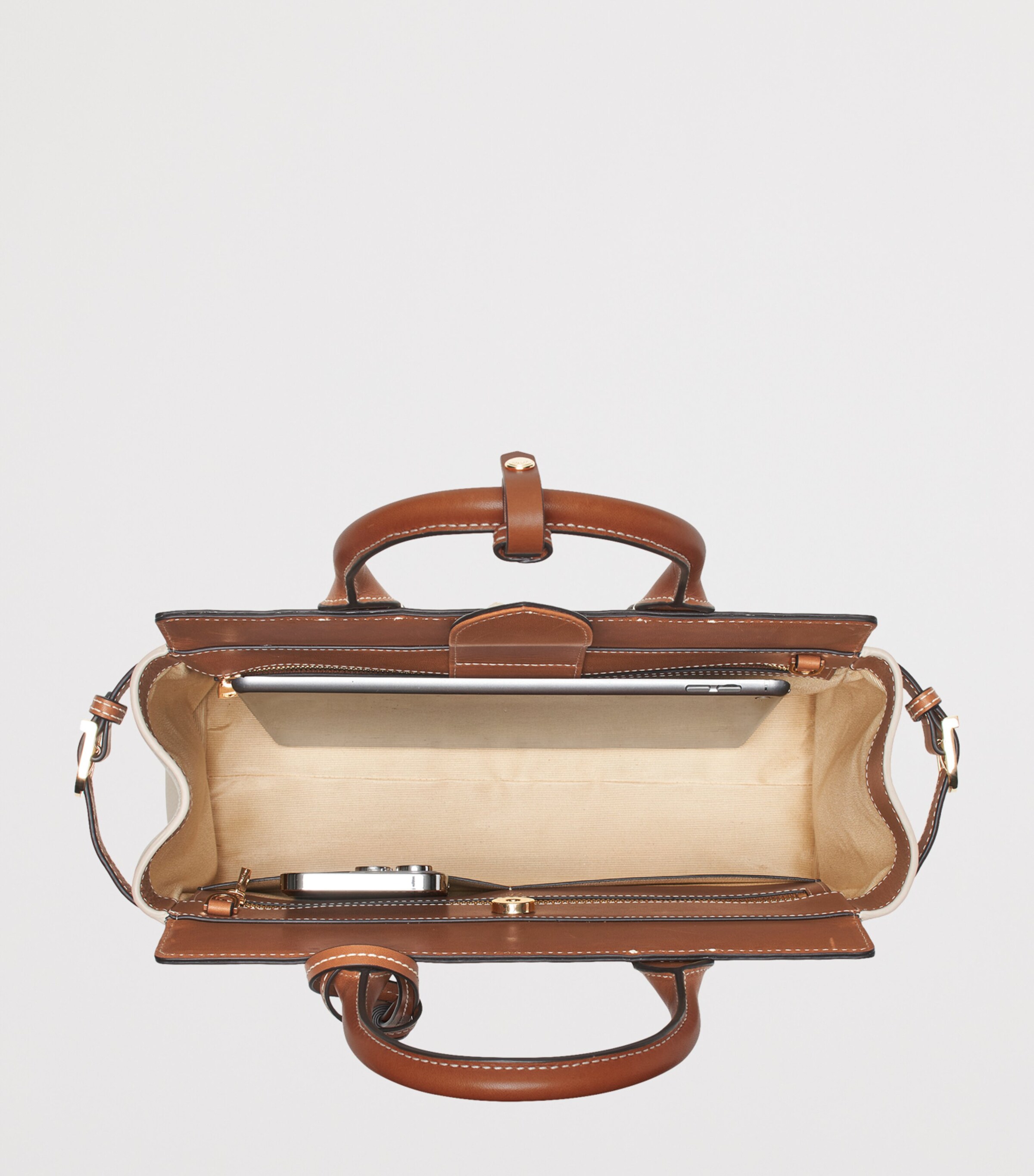 Aspinal Of London Leather Savannah Top-Handle Bag Neutral Image 7