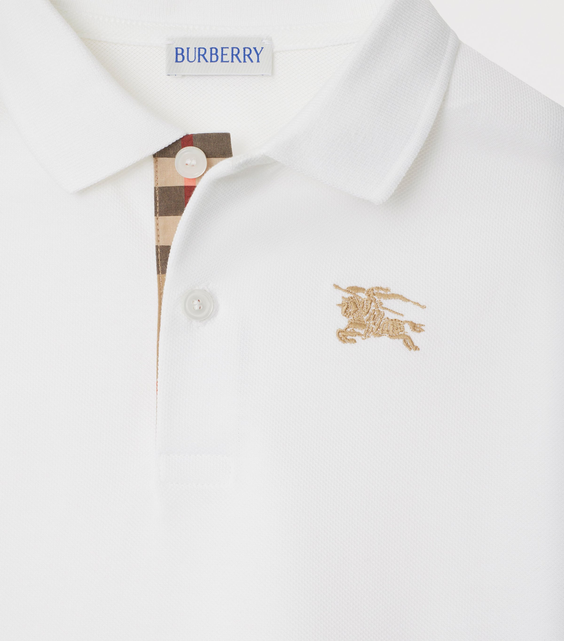 Burberry Kids Cotton Polo Shirt (3-12 Years) White Image 3