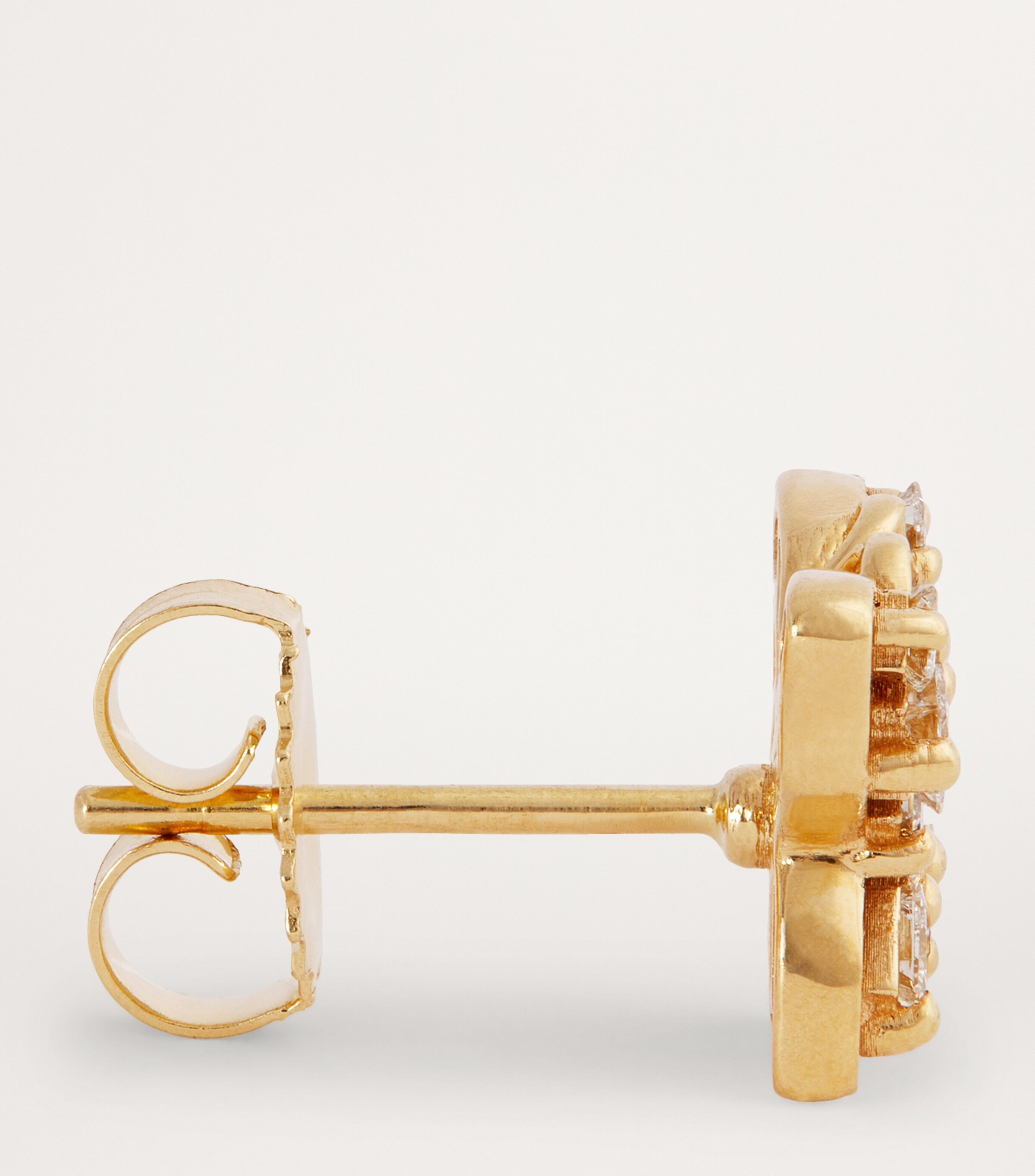 Yellow Gold and Diamond Mini Butterfly Stud Earrings 18K YG/WD Image 4