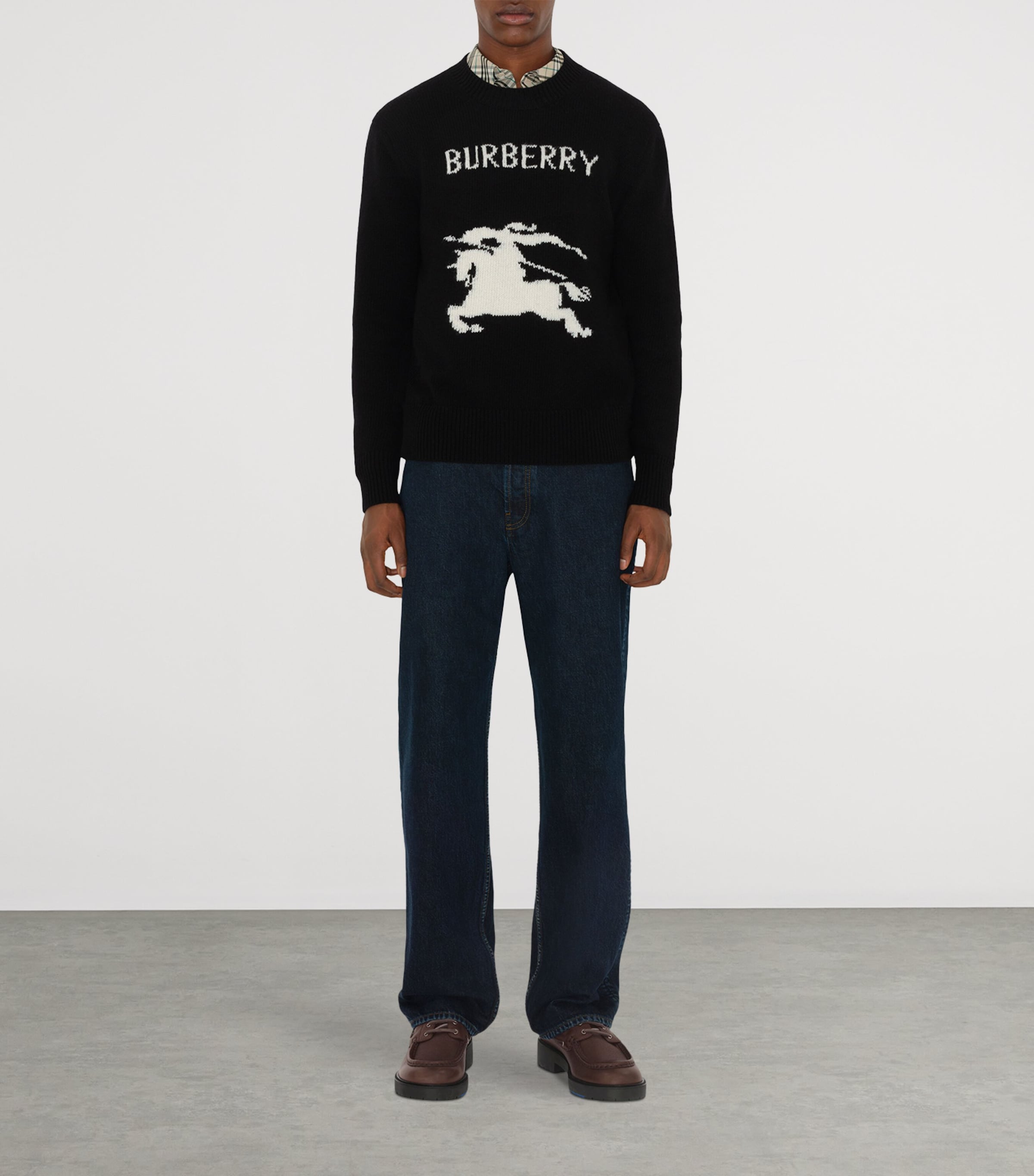 Burberry Black Wool-Cashmere Equestrian Knight Sweater | Harrods UK