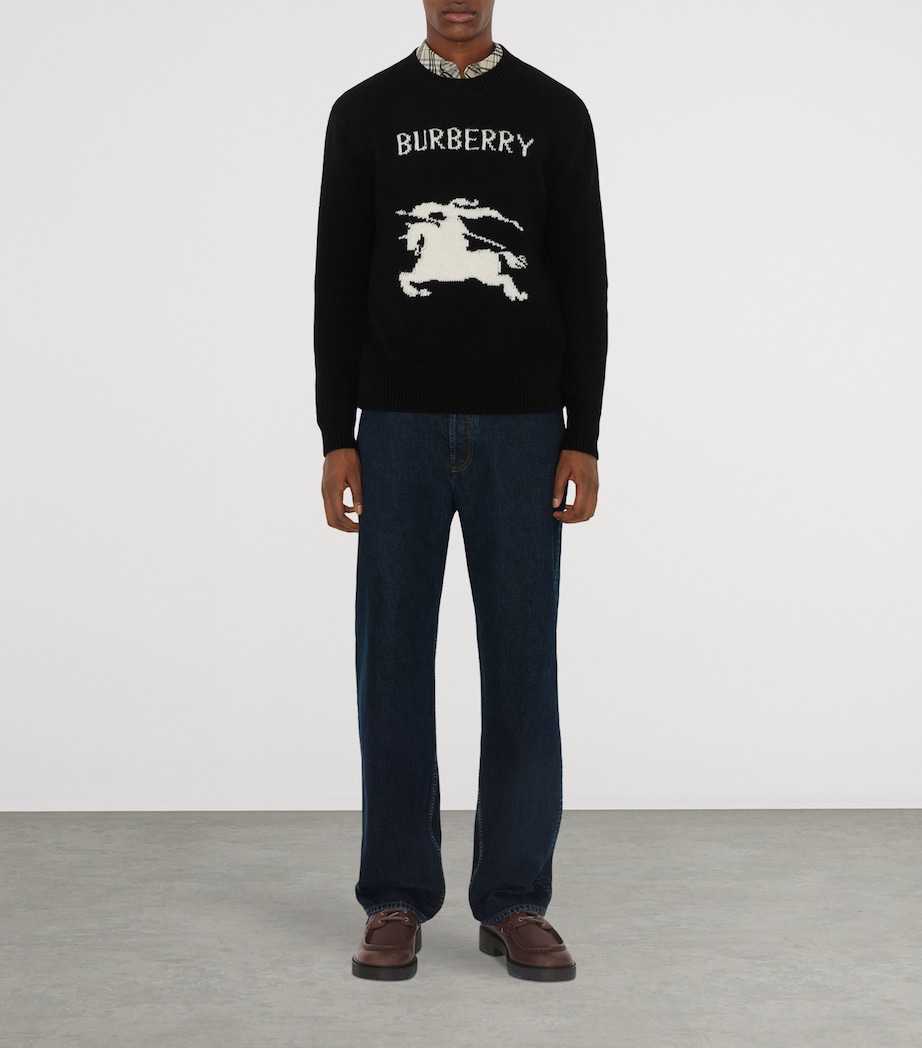 Wool-Cashmere Equestrian Knight Sweater BLACK Image 3
