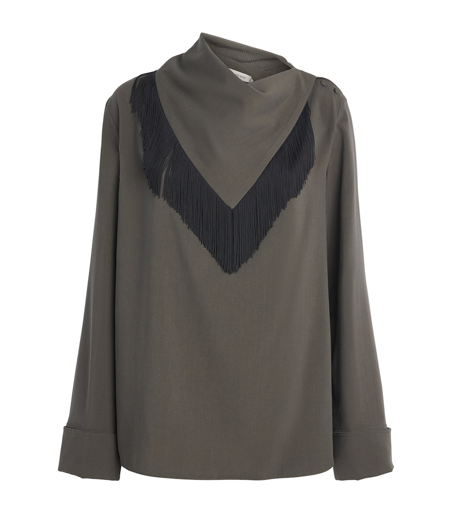 CAMILLA AND MARC Womens Draped-Neck Una Shirt Dark Emerald Image 1