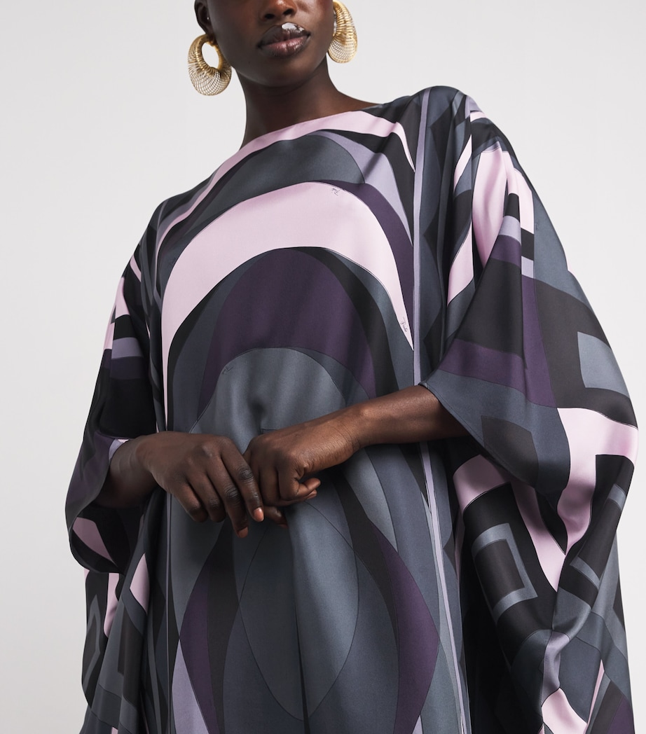 Silk Kaftan Maxi Dress 036/BLACK PINK Image 4