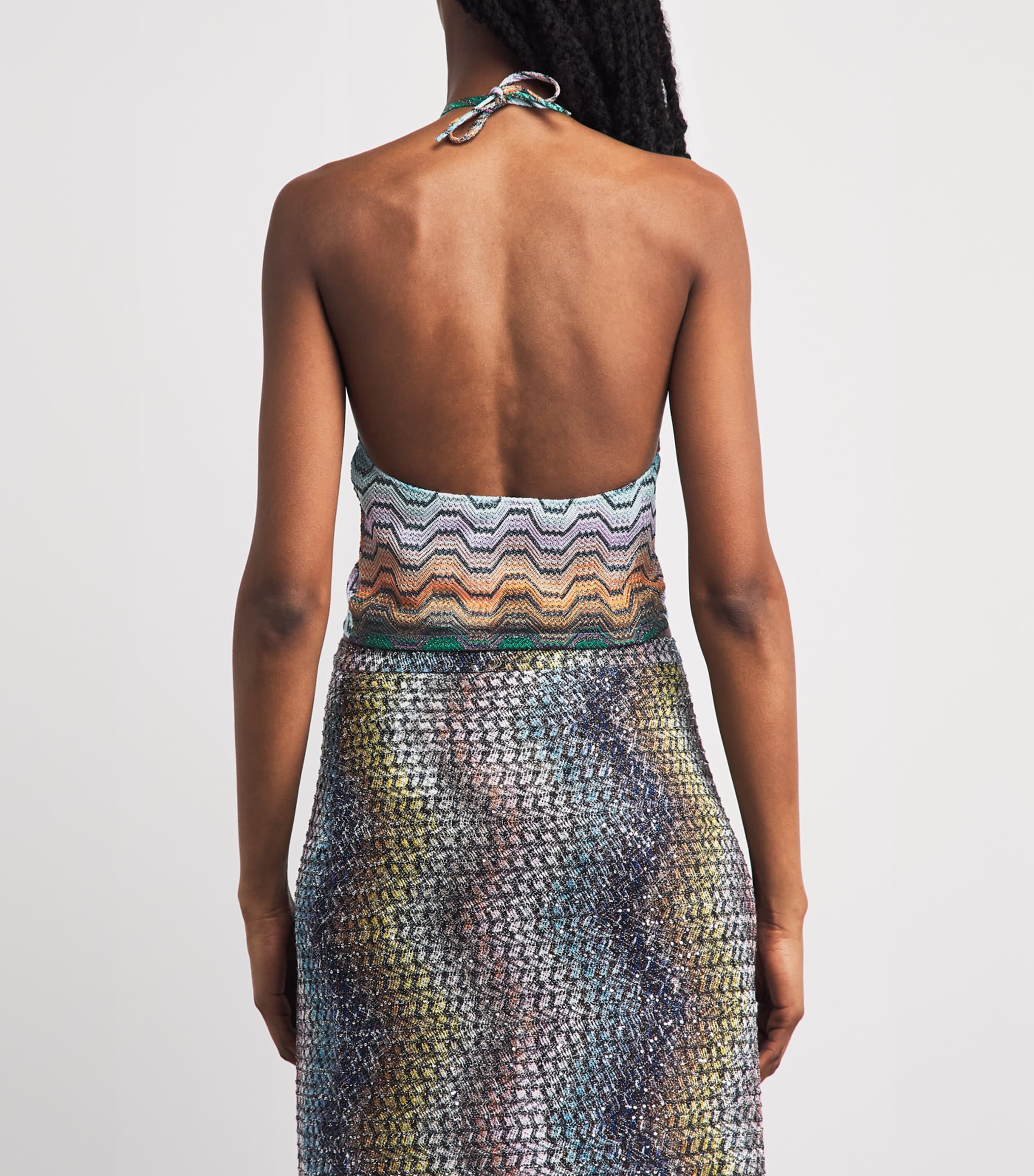 Missoni Womens Zigzag Halterneck Top Smsnq Mlti Blk/gr/or Image 5