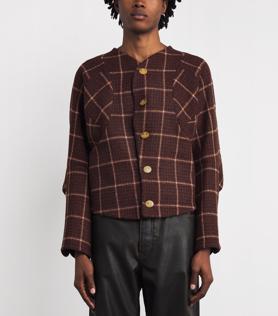 Wool Tartan Pourpoint Jacket H208 BROWN Image 3