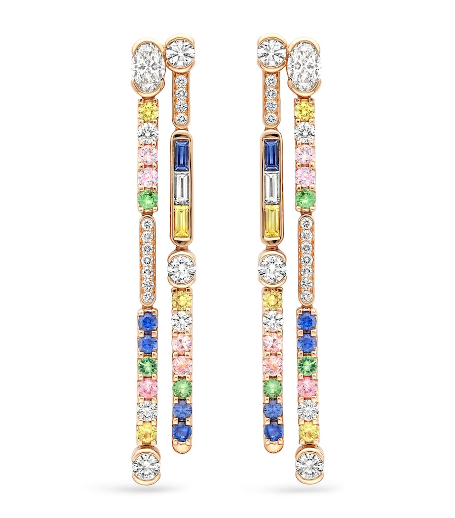 Rose Gold, Diamond, Sapphire and Tsavorite Play of Light Drop Earrings ROSE GOLD Image 1