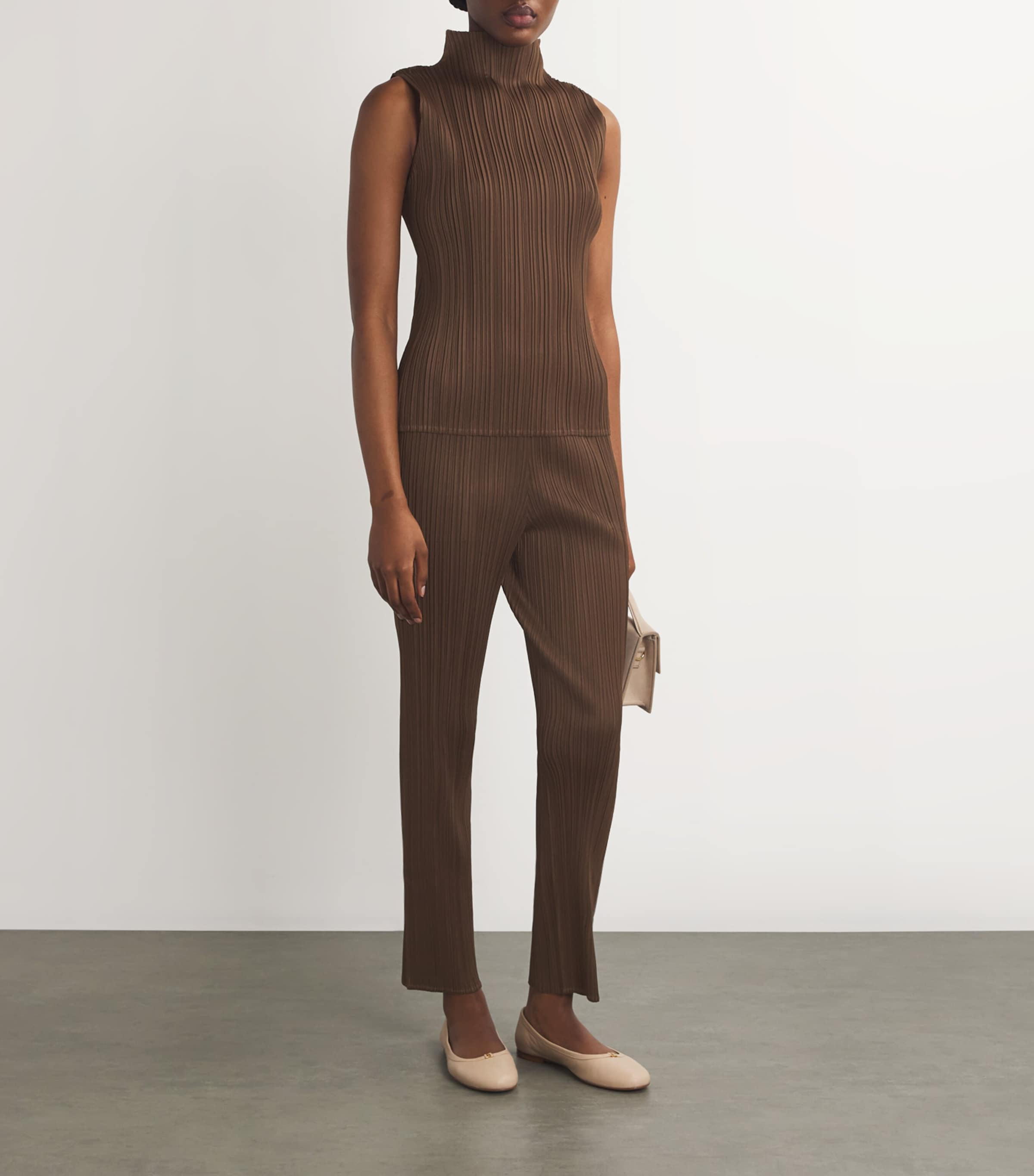 Pleats Please Issey Miyake Brown New Colorful Basics Tank Top