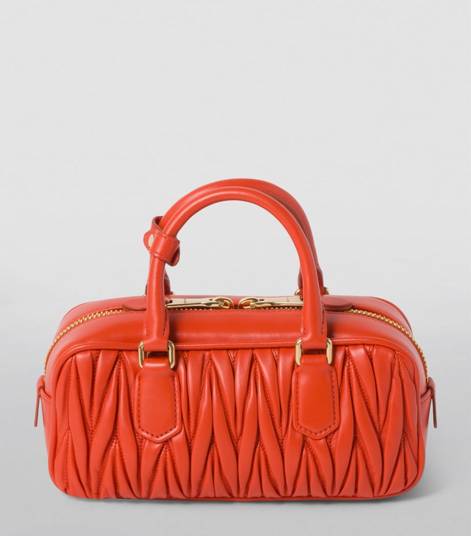 Small Matelassé Leather Arcadie Top-Handle Bag F0049 Image 3