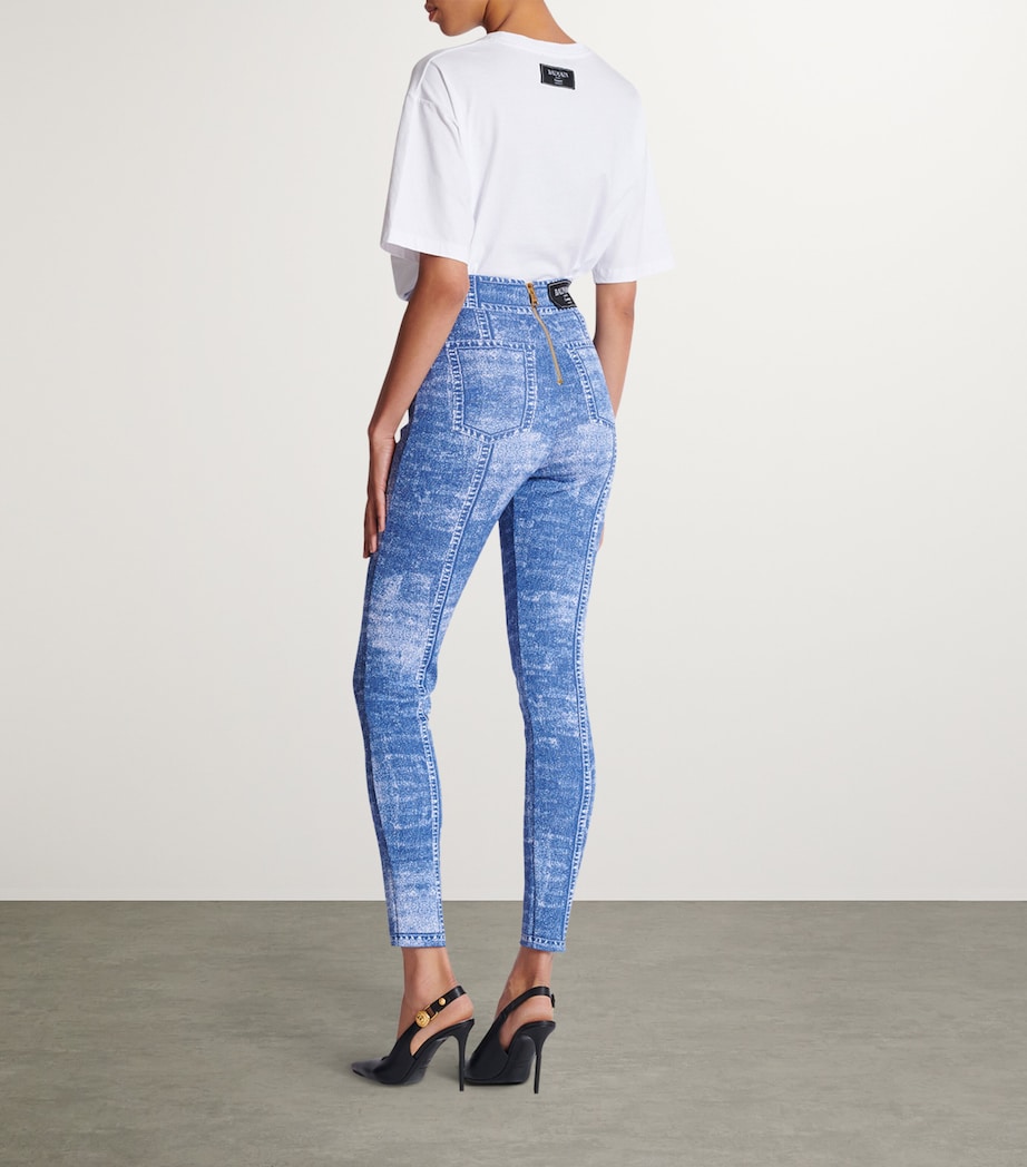 High-Waist Denim-Effect Leggings 6FF BLEU JEAN Image 3