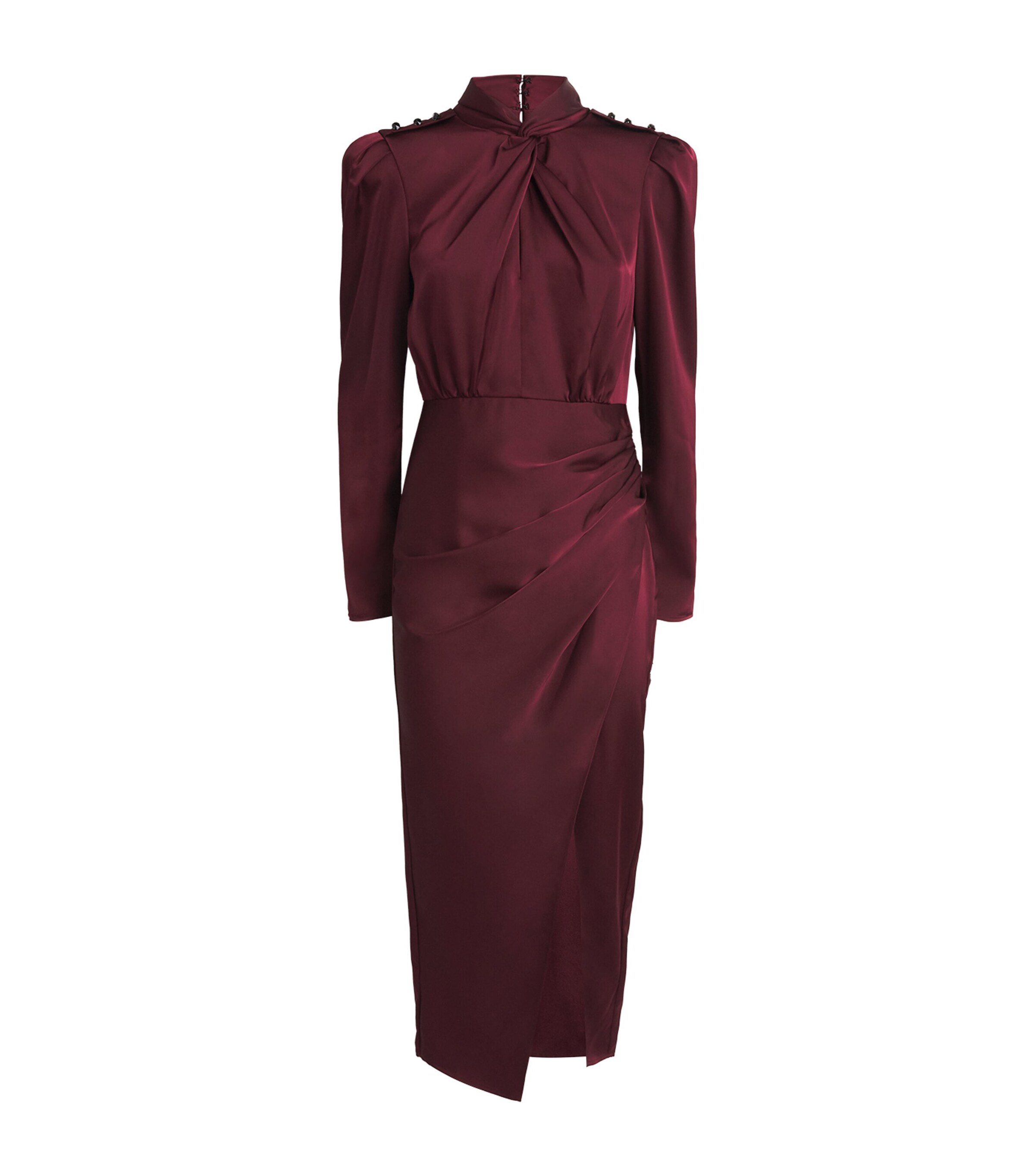 Satin Draped Midi Dress RED Image 1