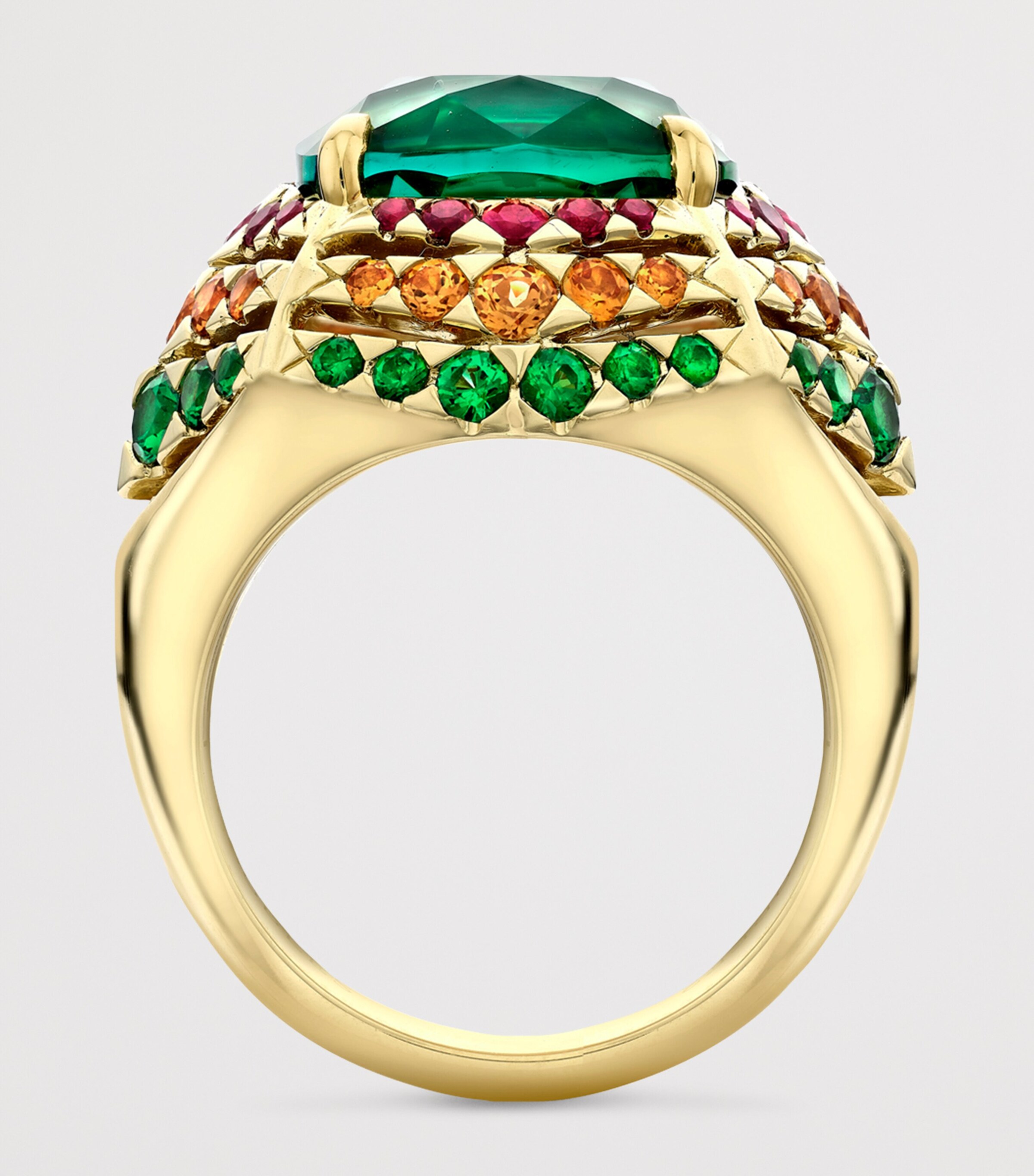 Yellow Gold, Tourmaline, Garnet, Tsavorite and Ruby Masai Mara Inside Africa Ring YELLOW GOLD Image 4