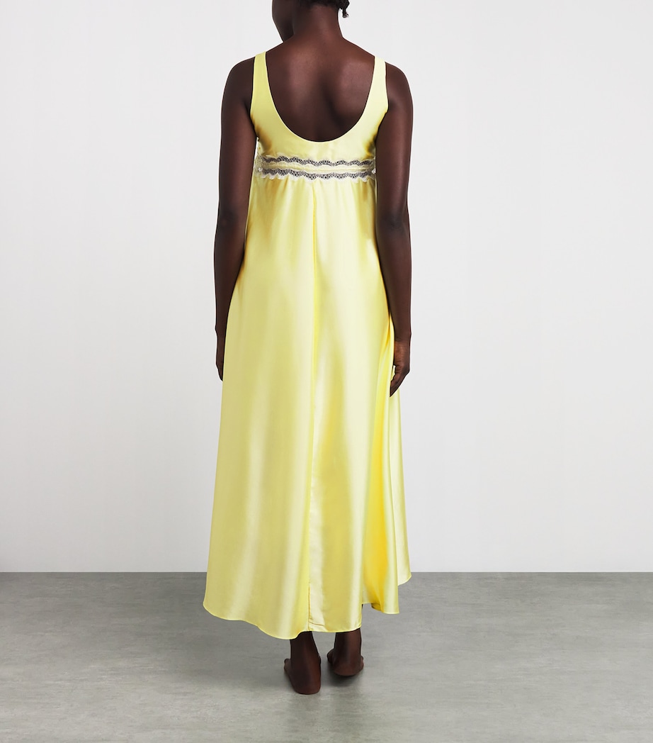 Silk Lace-Trim Carmen Nightdress BUTTERMILK/WHIT Image 3