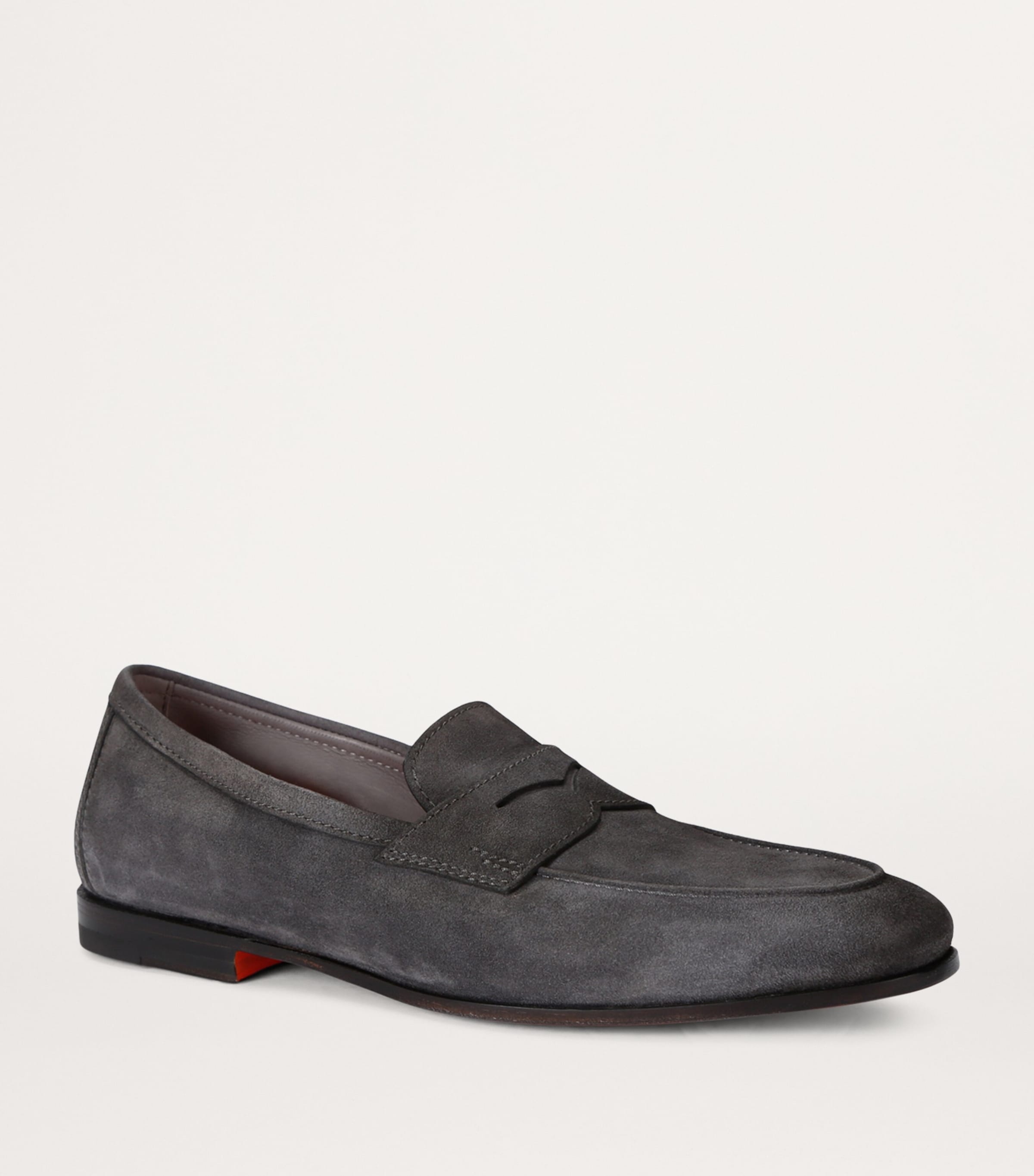 【関税込み】SANTONI CARLO' LOAFERS Santoni - Carlos Black Suede Penny Loafer | Mitchell Stores