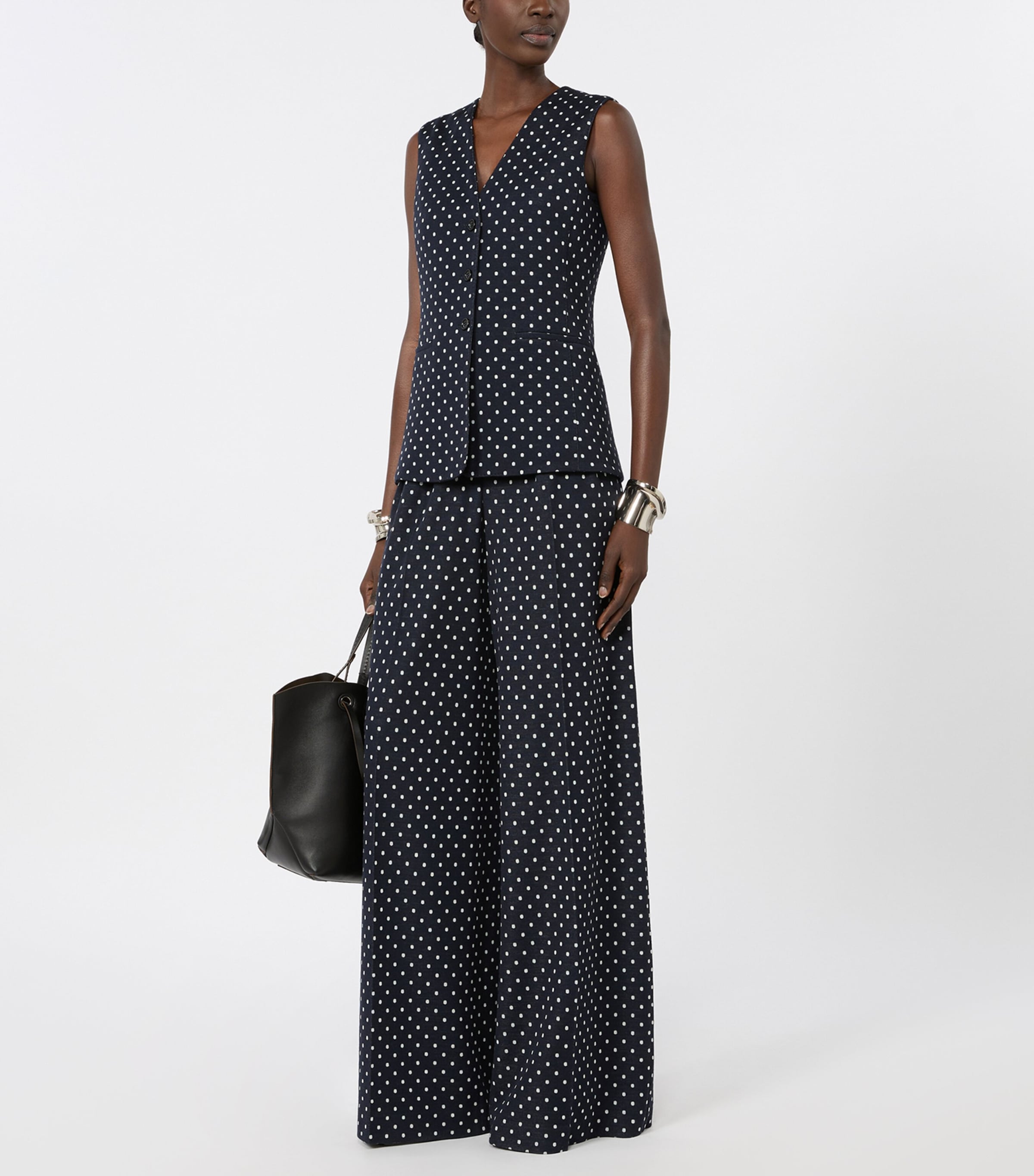 Max Mara Womens Polka Dot Wide-Leg Trousers Ultramarine Image 2
