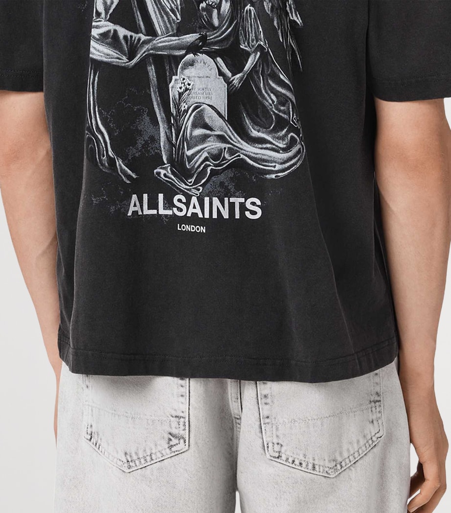 AllSaints Mens Angel-Print Seraph T-Shirt Washed Black Image 4
