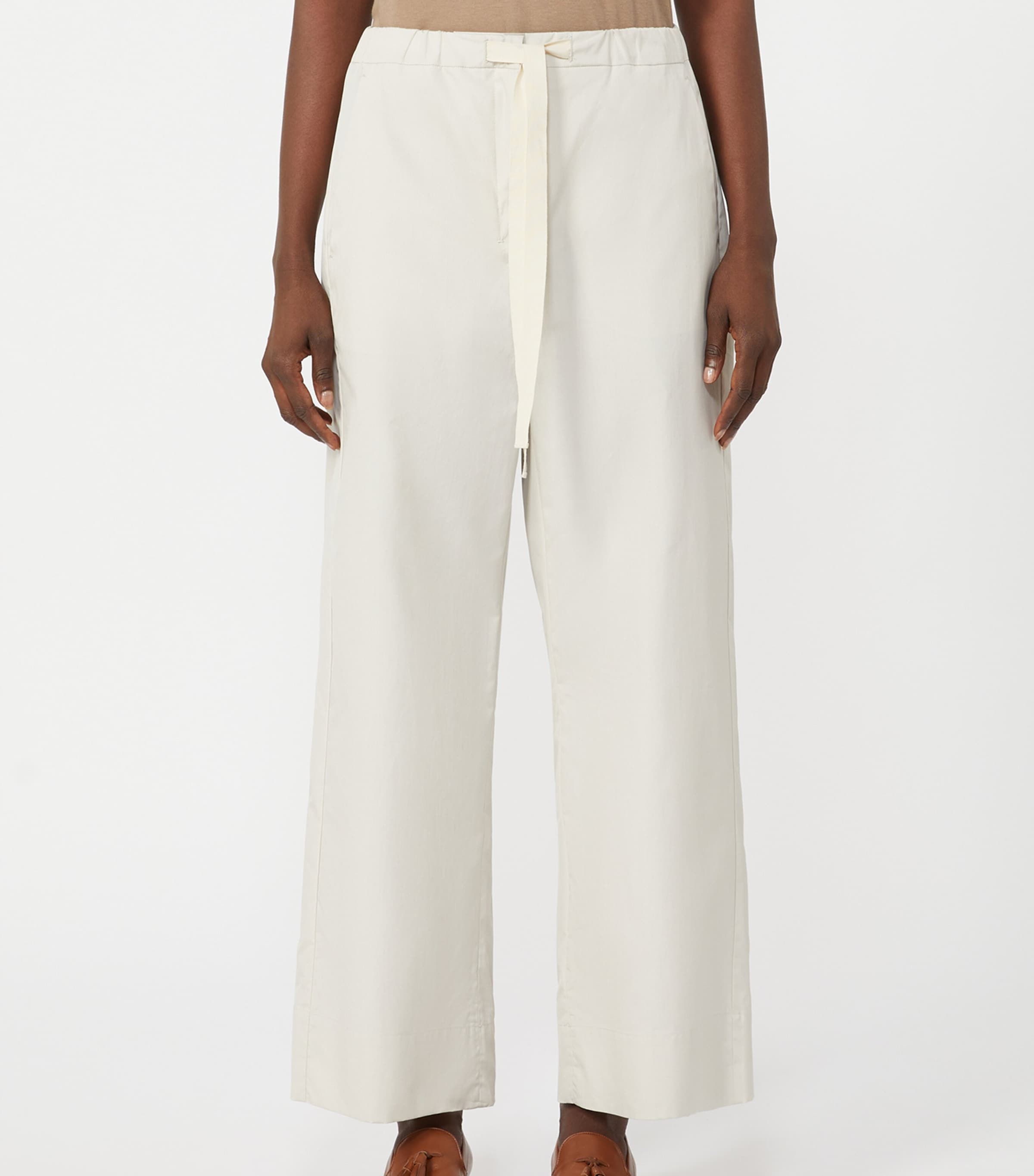 Max Mara Womens Cotton Argento Wide-Leg Trousers Ice Image 2