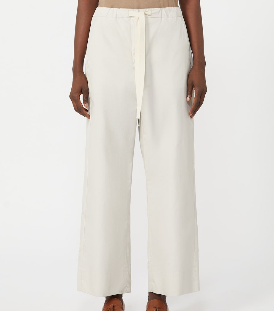 Max Mara Womens Cotton Argento Wide-Leg Trousers Ice Image 2